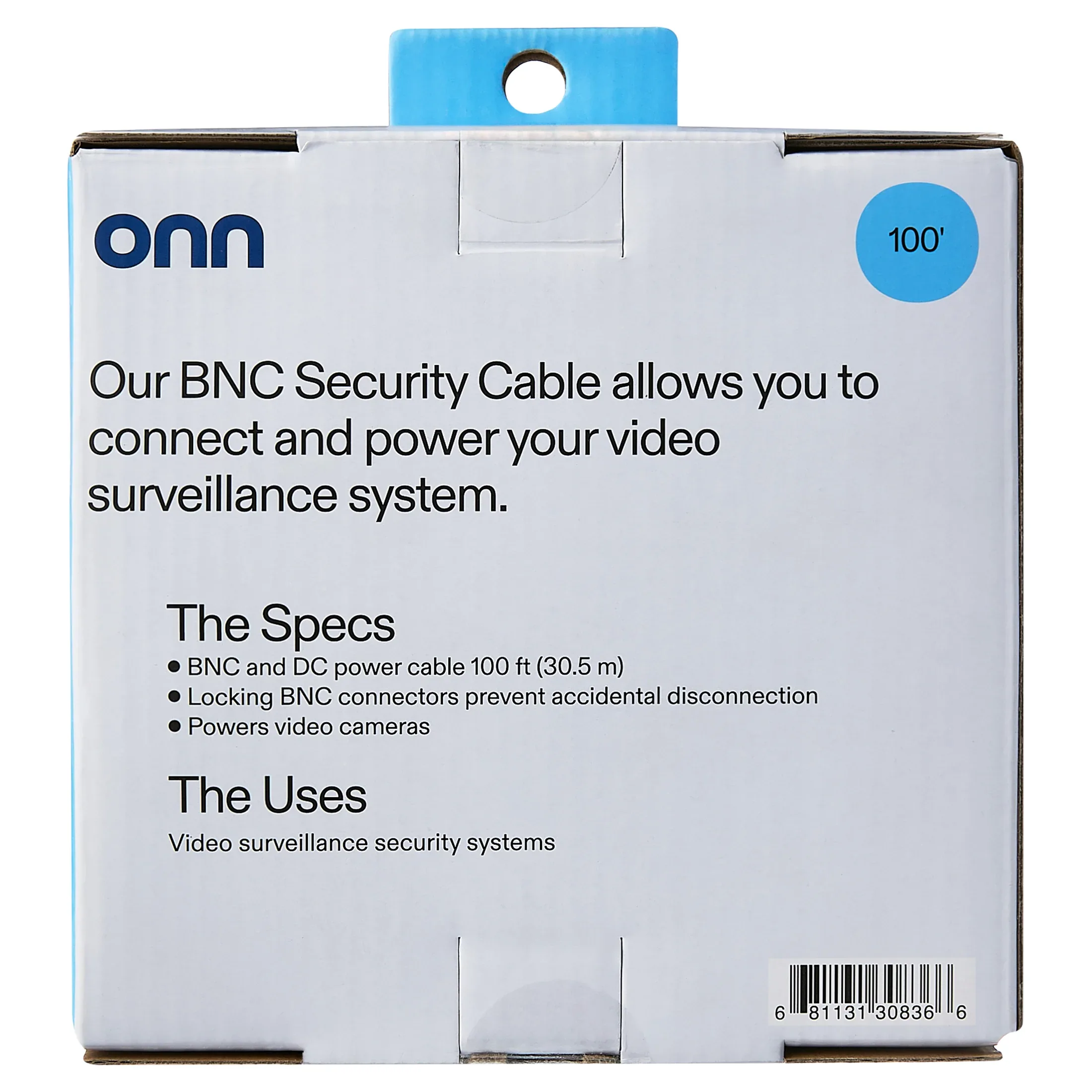 onn 100' BNC Security Cable, White - Image 9