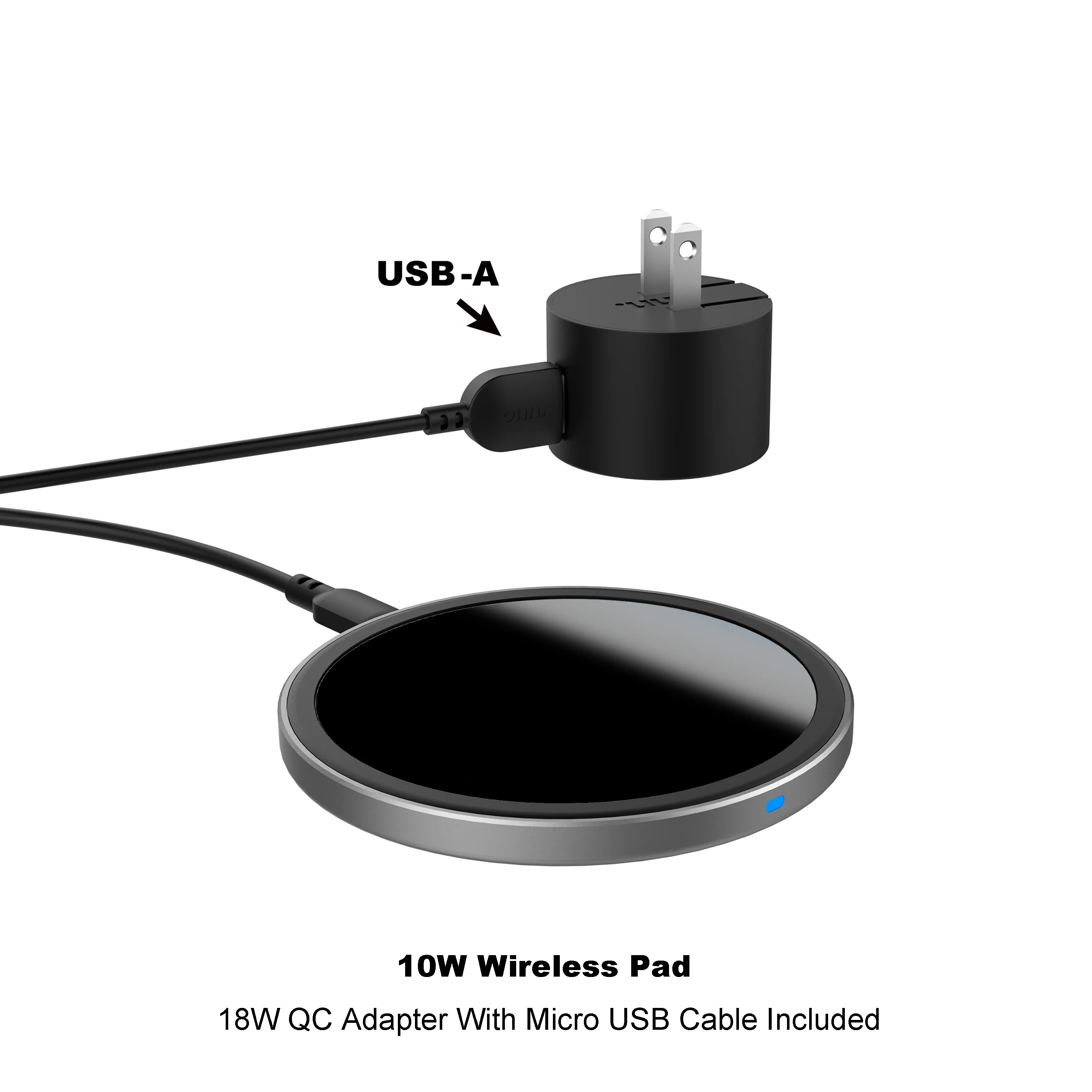 onn. 10W Wireless Charging Pad Compatible with iPhone 13/12/11/XS/X/8 Series, Samsung Galaxy Series, etc - Image 2