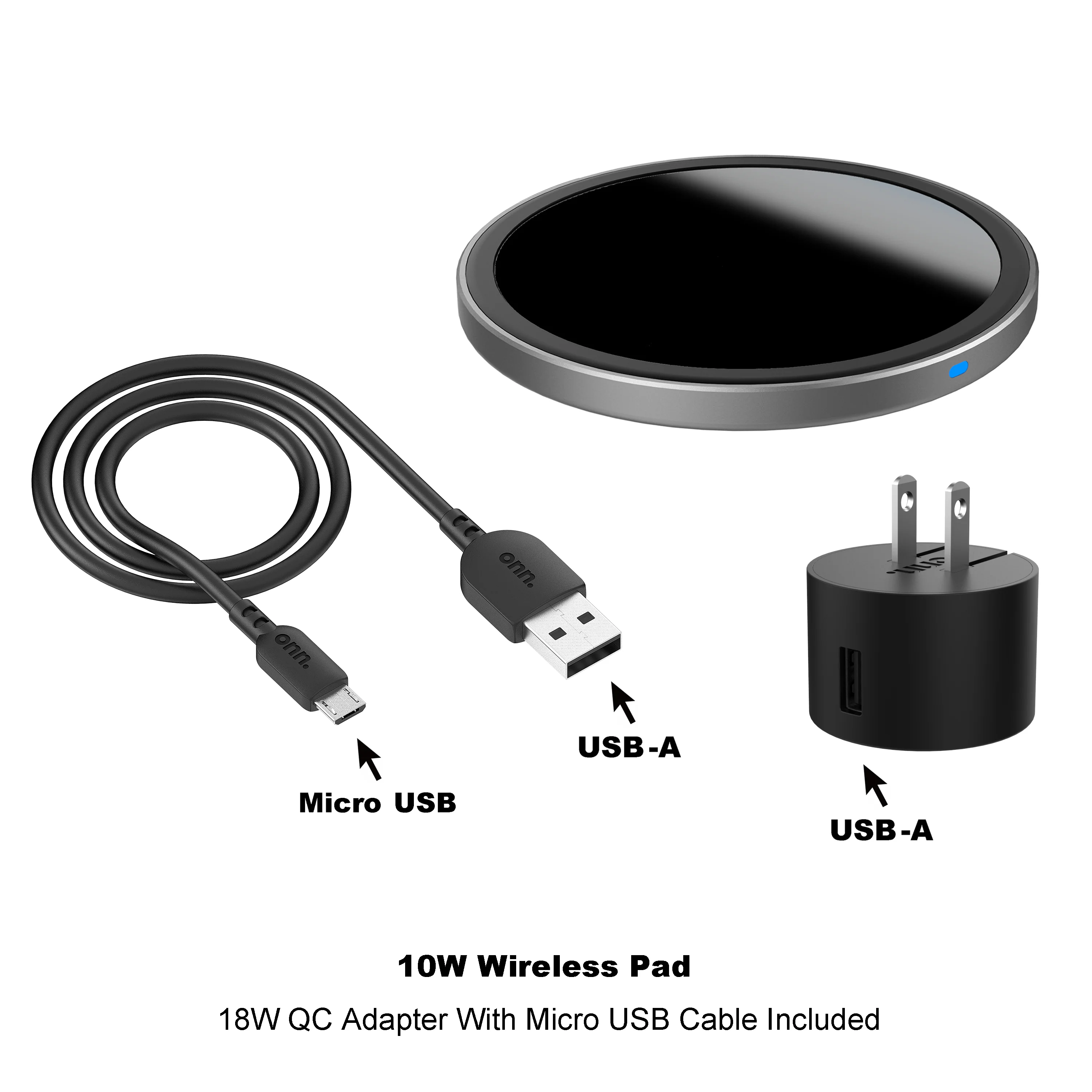 onn. 10W Wireless Charging Pad Compatible with iPhone 13/12/11/XS/X/8 Series, Samsung Galaxy Series, etc - Image 5