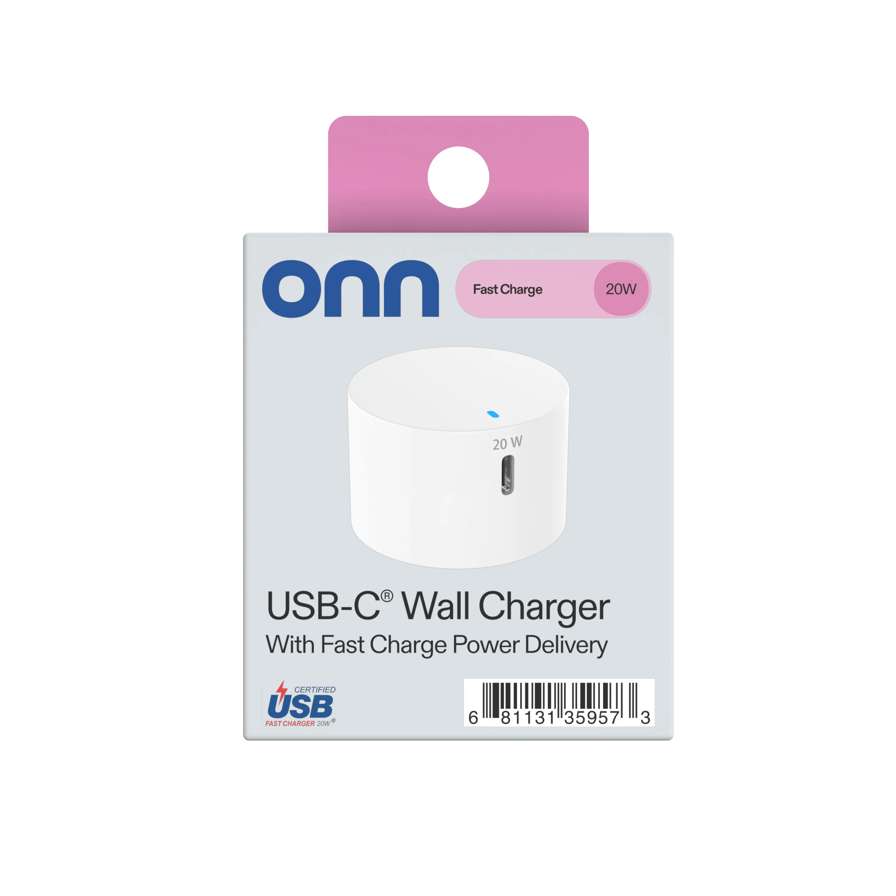 onn 20W Single USB-C Port Wall Charger, Fast Charging, USB-IF Certified, Foldable Plug, White - Compatible with iPhone 17/16/15 Series, Samsung Galaxy, Note, Pixel Devices iPad Pro, & More - Image 4
