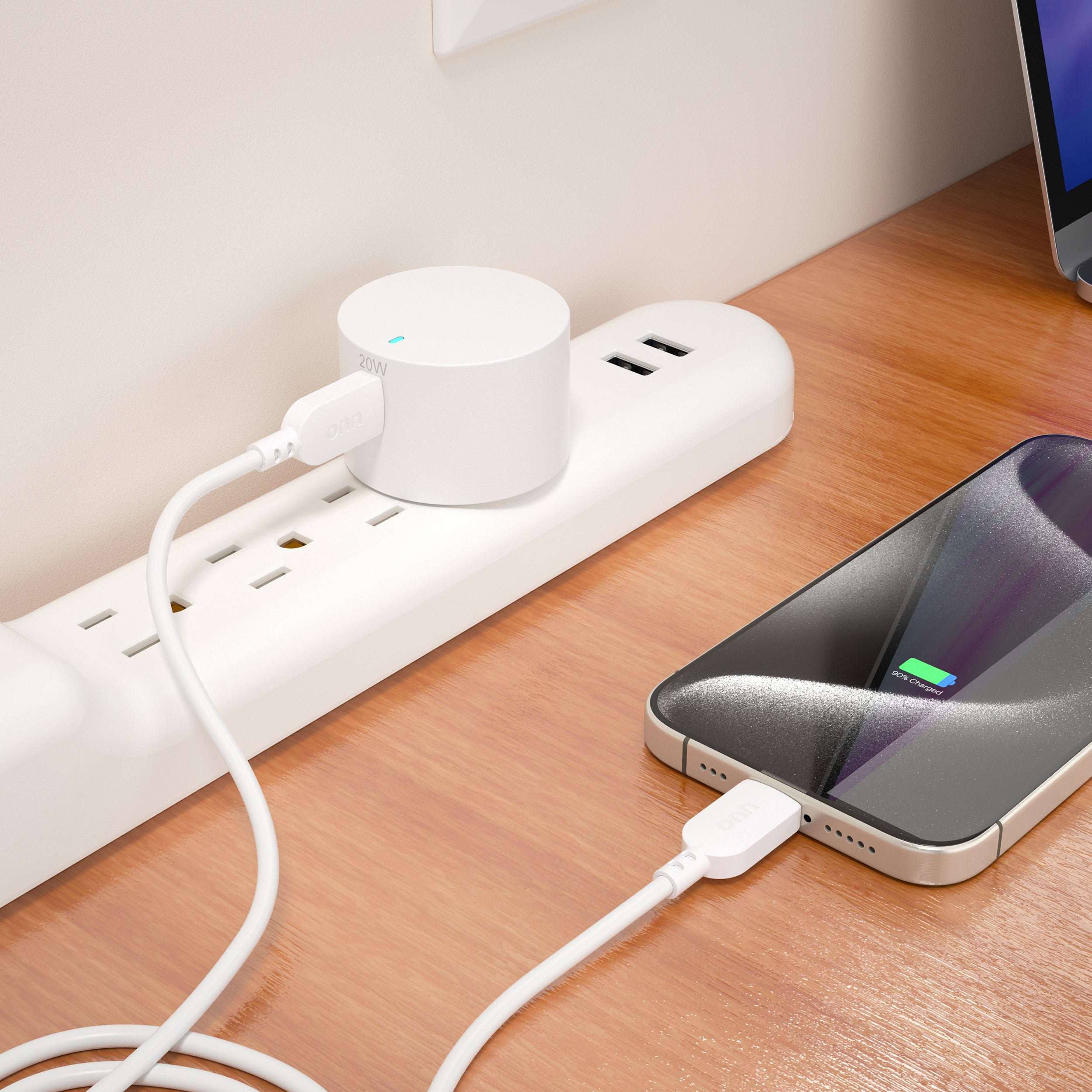 onn 20W Single USB-C Port Wall Charger, Fast Charging, USB-IF Certified, Foldable Plug, White - Compatible with iPhone 17/16/15 Series, Samsung Galaxy, Note, Pixel Devices iPad Pro, & More - Image 8