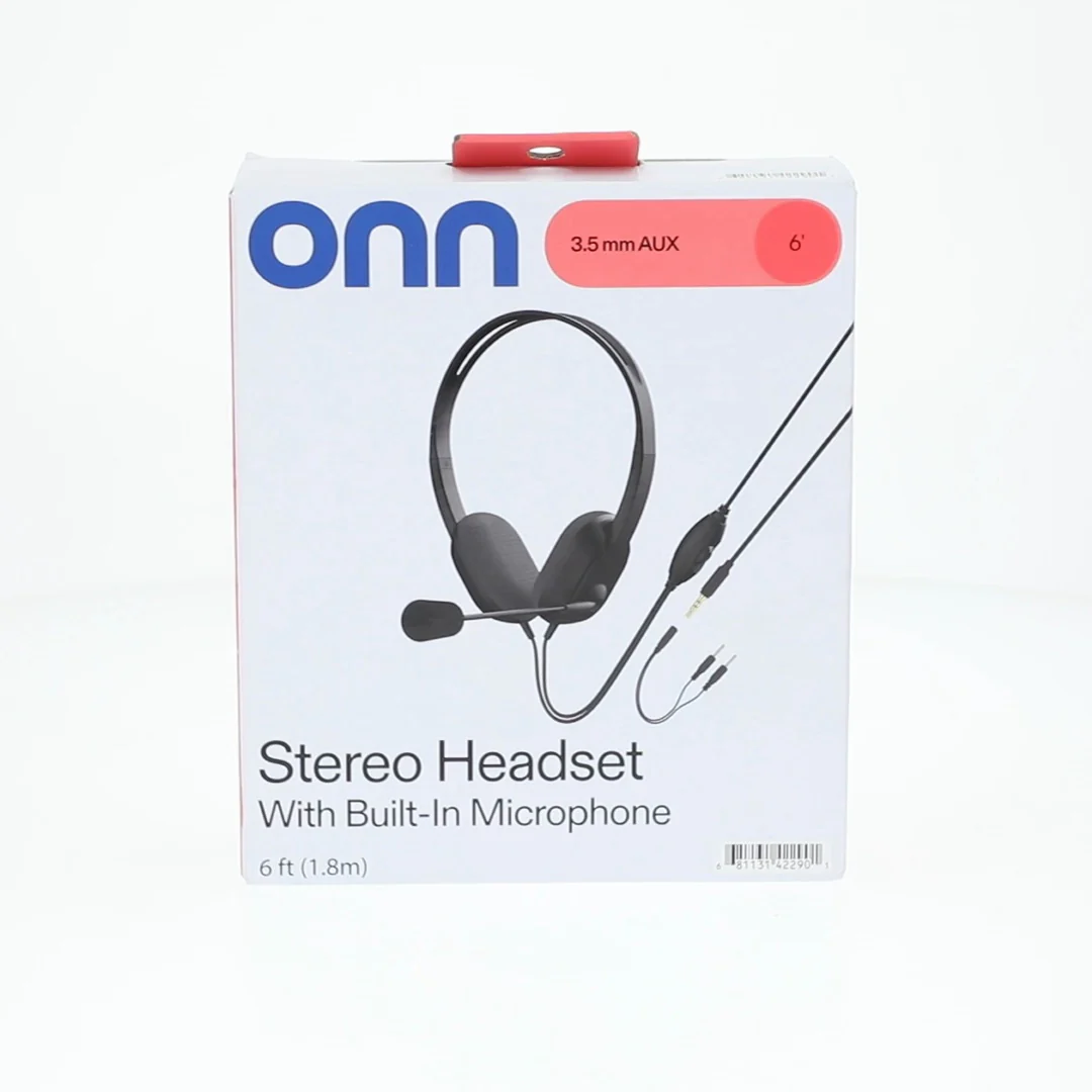 onn 3.5mm AUX Stereo Headset with Built-In Microphone, Black - Image 7