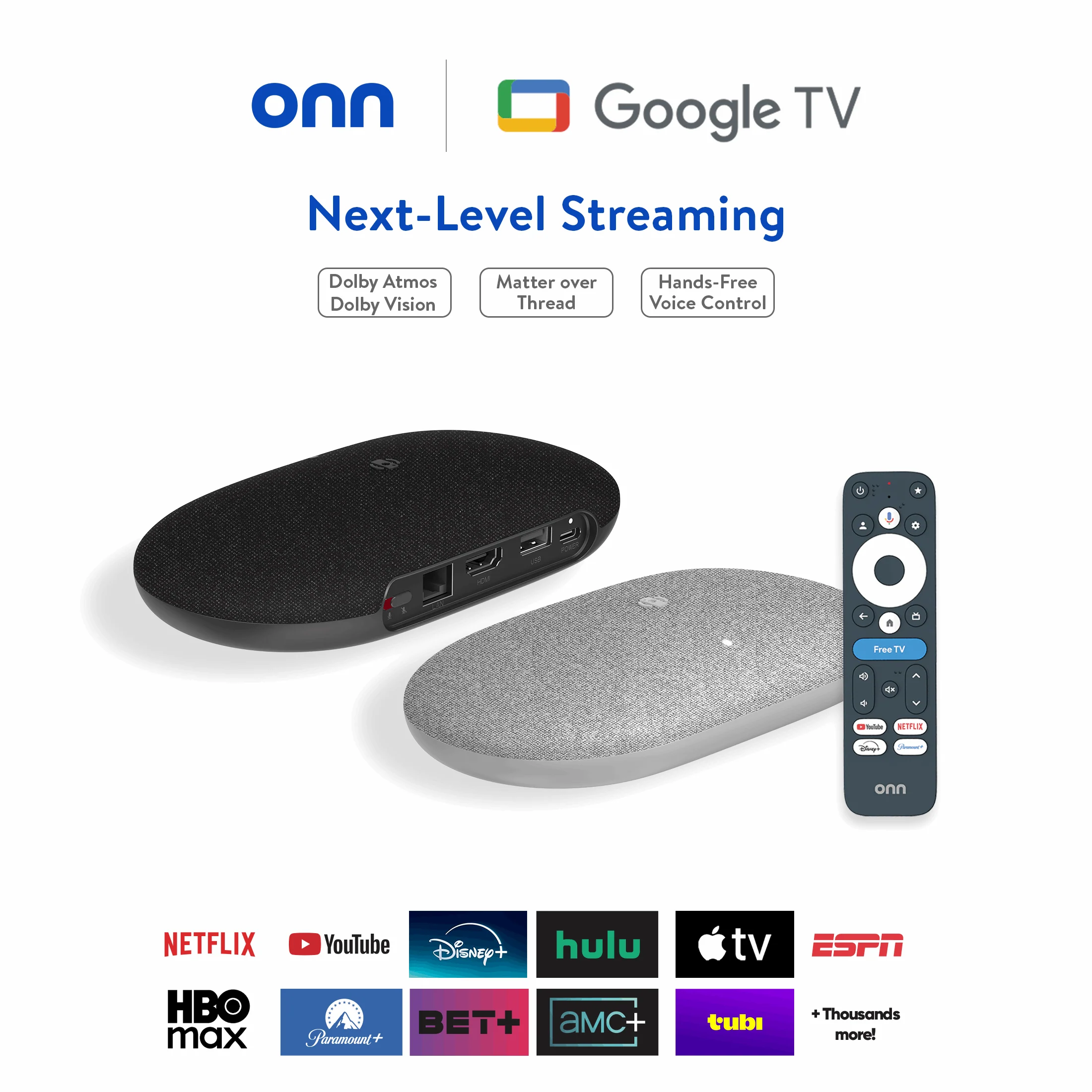onn 4K Pro Streaming Device, Google TV with Gemini (NEW 2026 Model) - Ultra-fast Streaming, Stunning 4K UHD, 32GB Storage, 3GB RAM, Dolby Vision & Atmos, Find My Remote with Backlight, Ethernet Port - Image 3