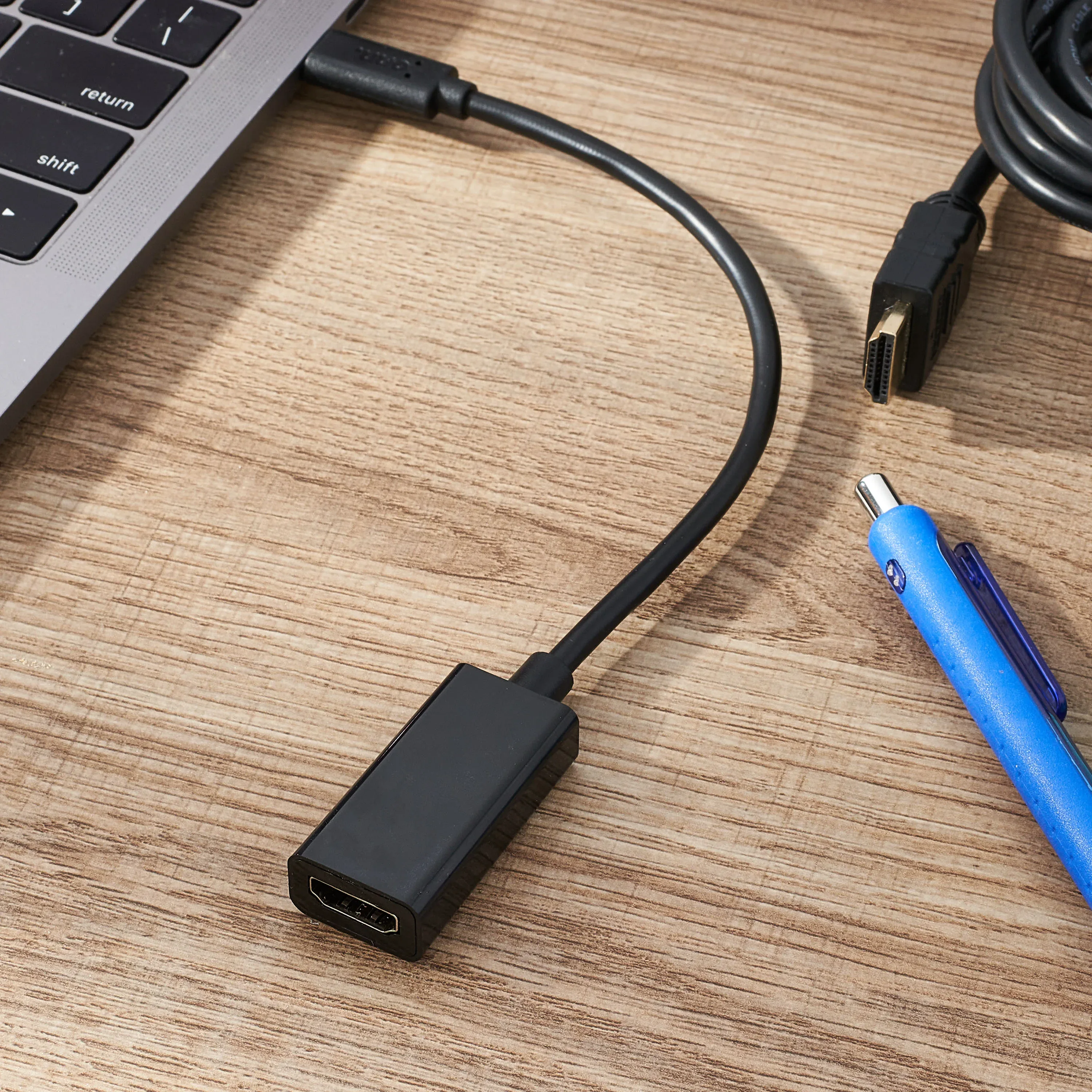 onn 6" USB-C to HDMI Adapter, Black - Image 2