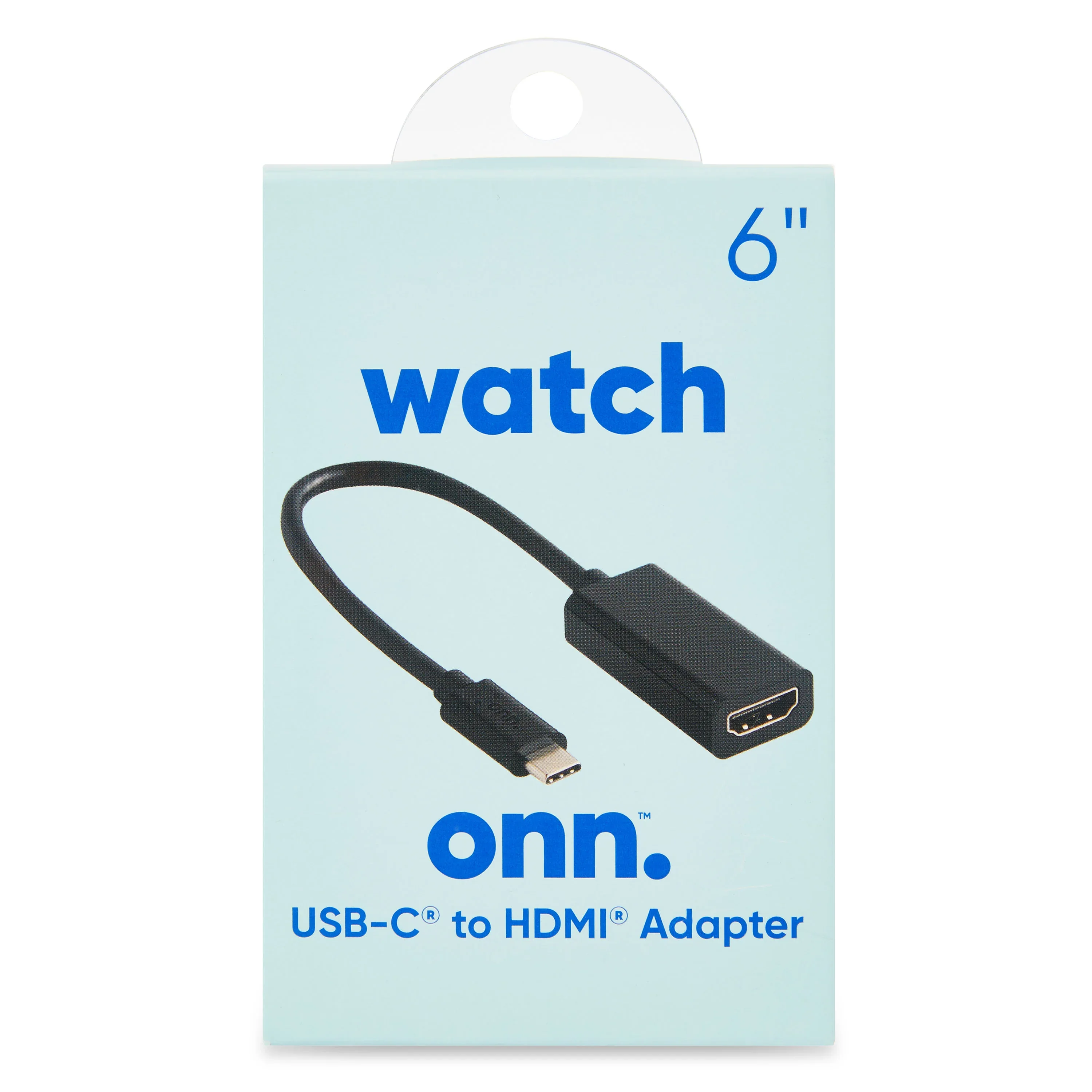 onn 6" USB-C to HDMI Adapter, Black - Image 4