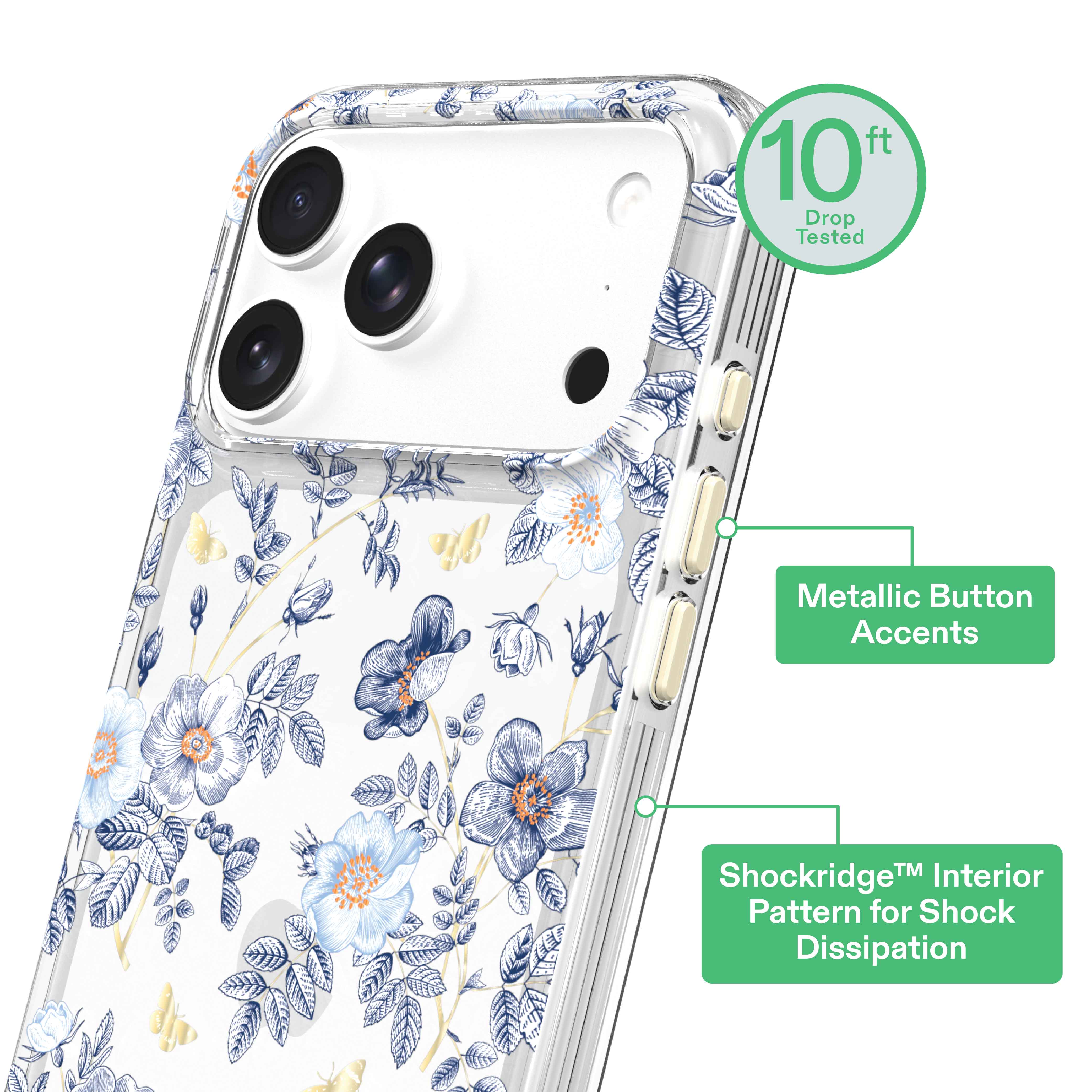 onn Blue Toile Phone Case for iPhone 17 Pro Max - Image 3