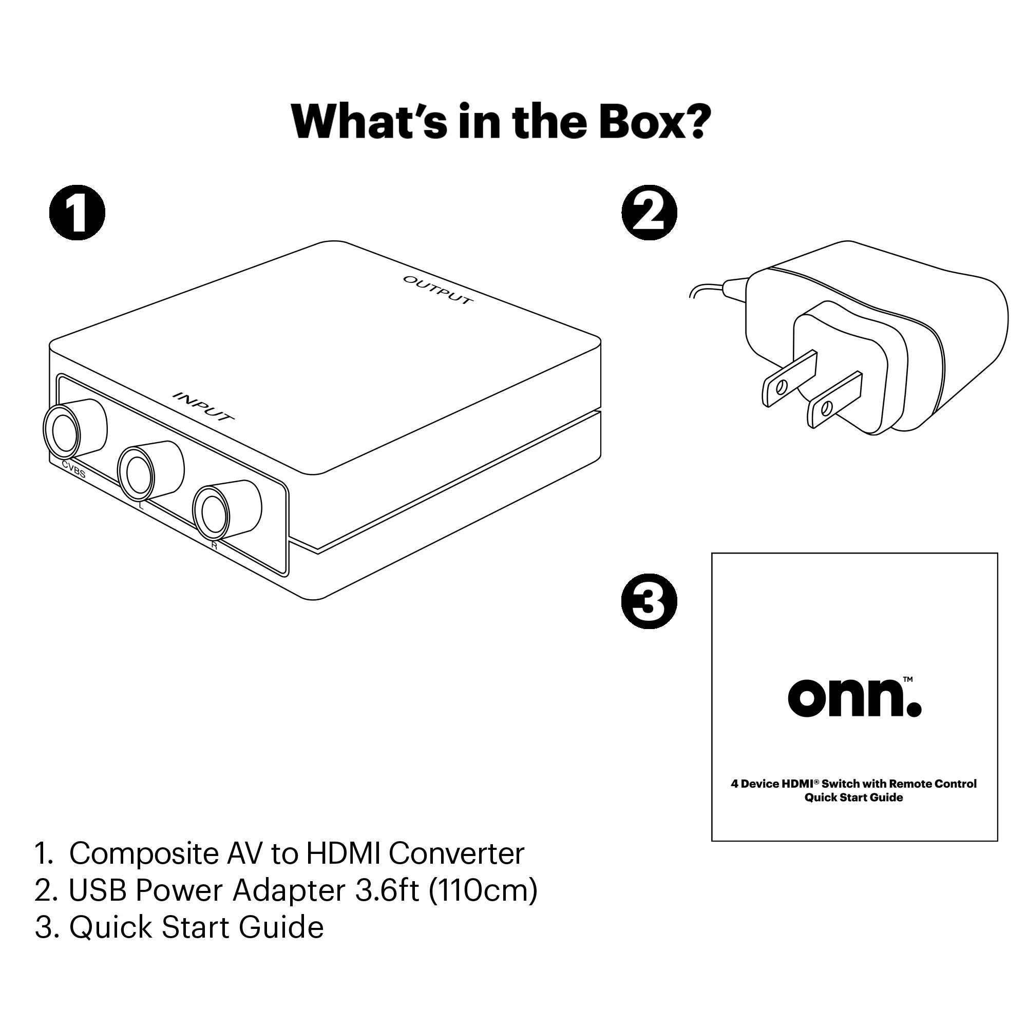 onn Composite AV to HDMI Converter, Black - Image 4