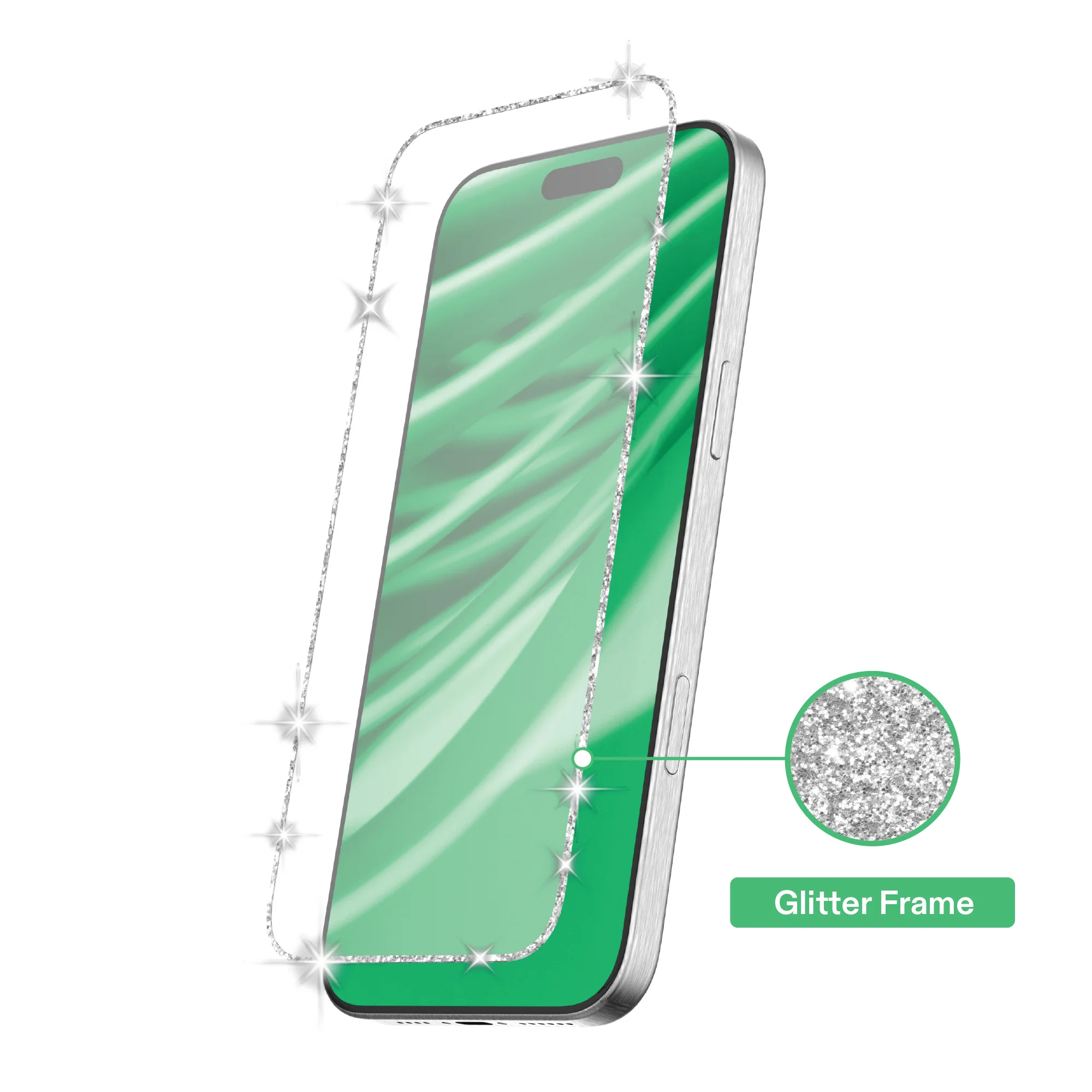 onn Glitter Frame Glass Screen Protector with Easy Application Tray for iPhone Air - Image 2