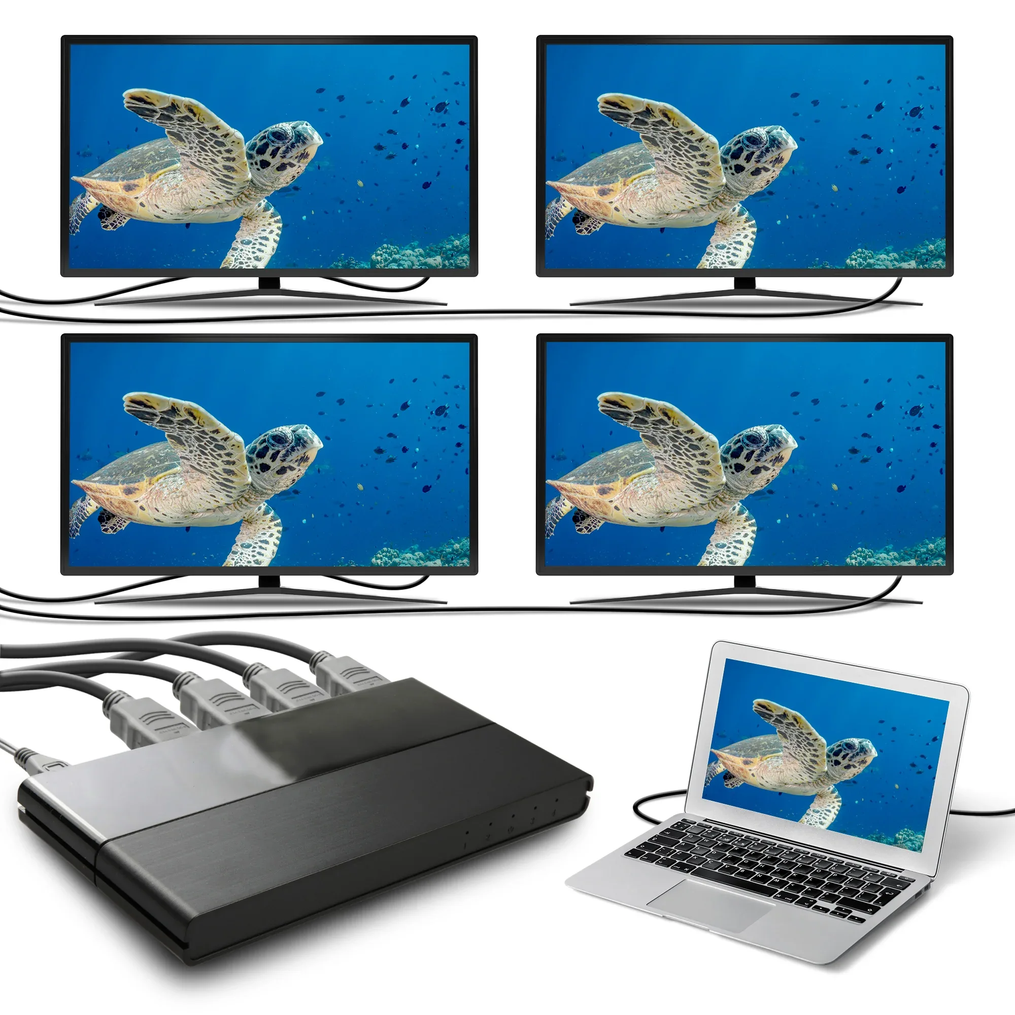 onn HDMI 4-Way Splitter, Black - Image 3
