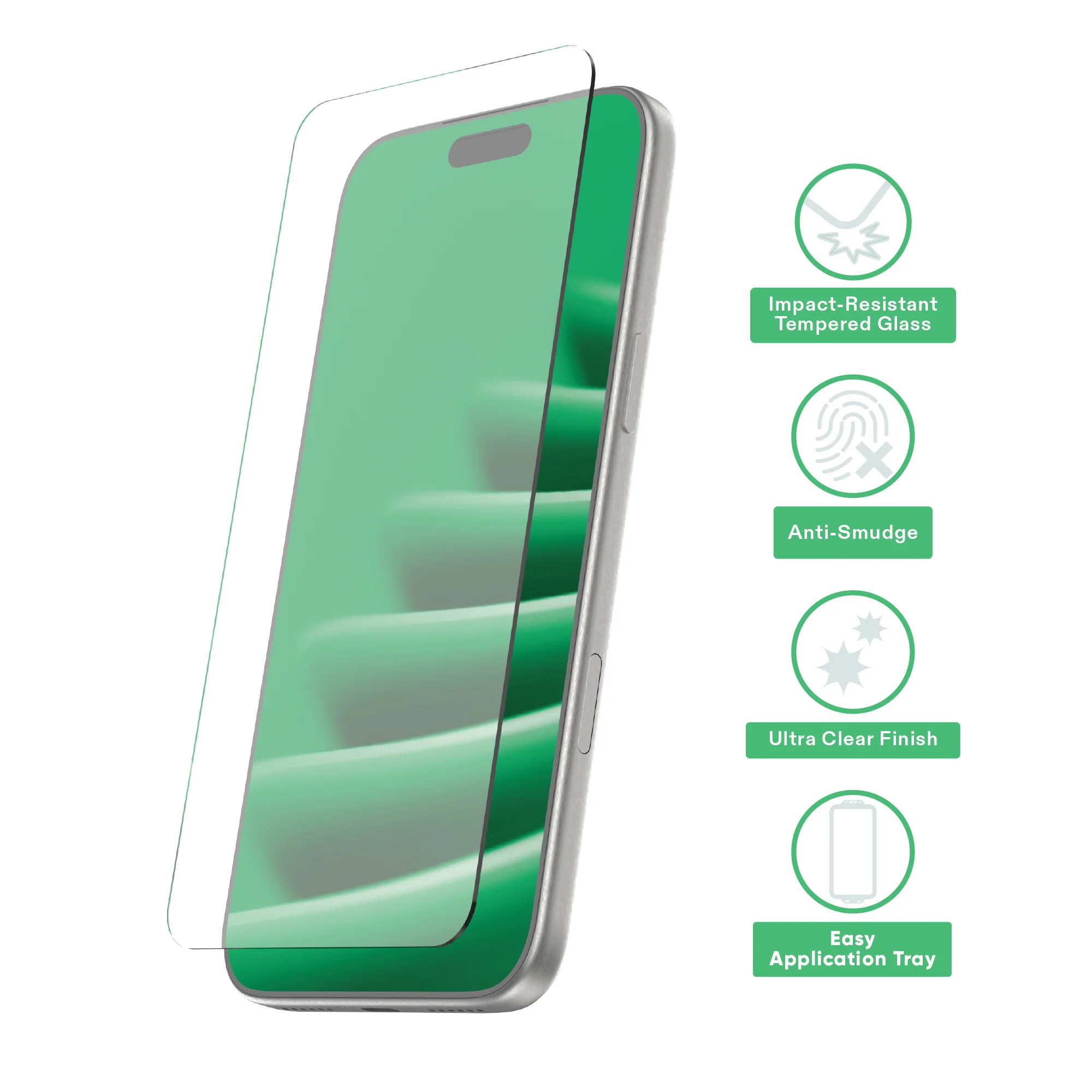 onn Impact Resistant Glass Screen Protector with Easy Application Tray for iPhone Air - Image 2