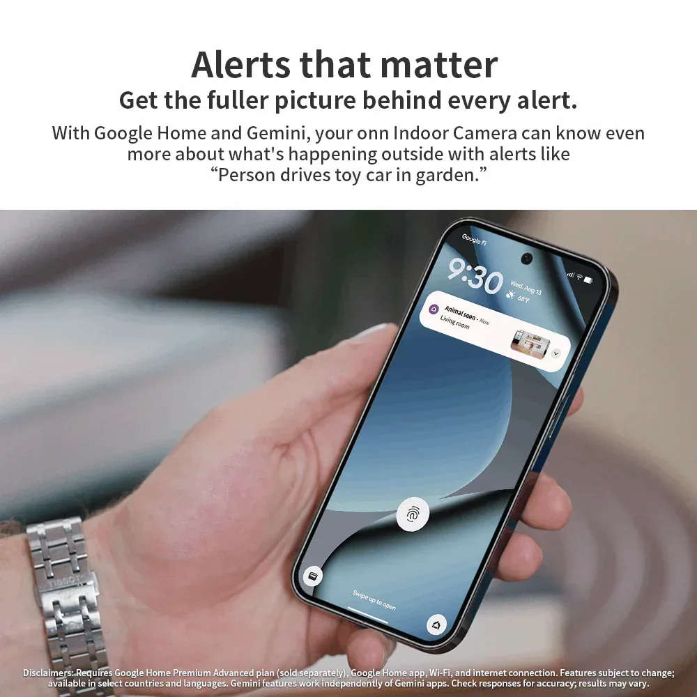 onn Indoor Camera Wired, 1080p HDR Video, with Google Home and Gemini – Search Video History, Event Descriptions - Image 2