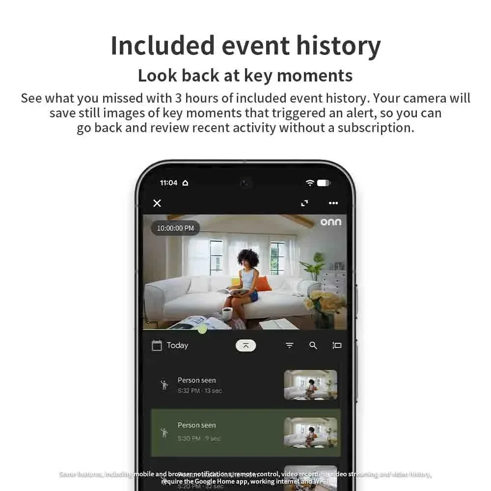 onn Indoor Camera Wired, 1080p HDR Video, with Google Home and Gemini – Search Video History, Event Descriptions - Image 9