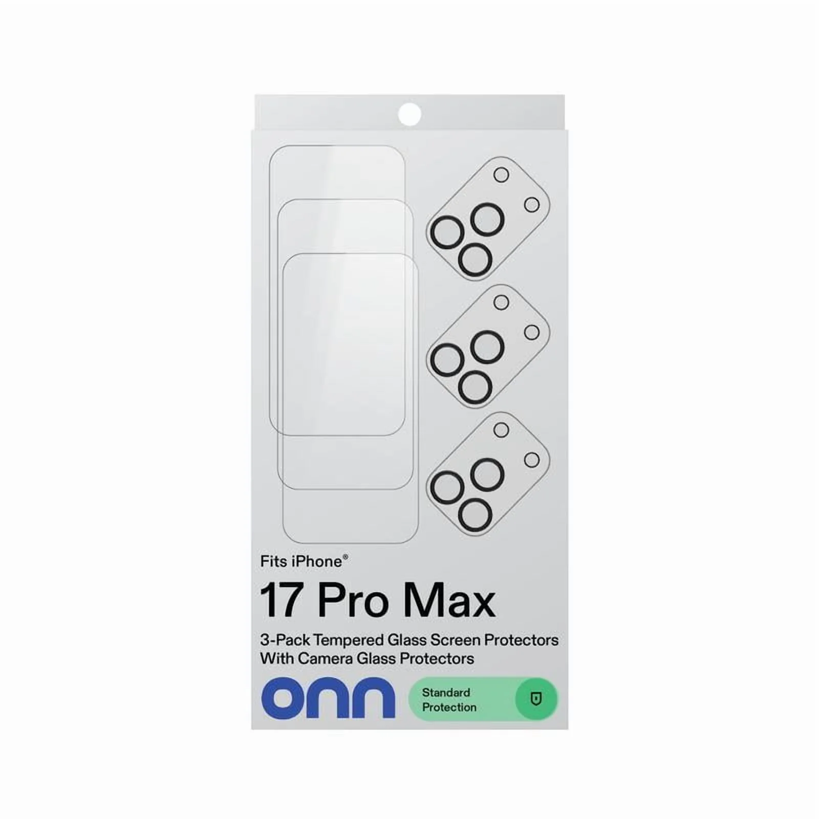 onn iPhone 17 Pro Max 3-Pack Glass Screen Protector with Camera Glass and Easy Installation Frame - Image 2
