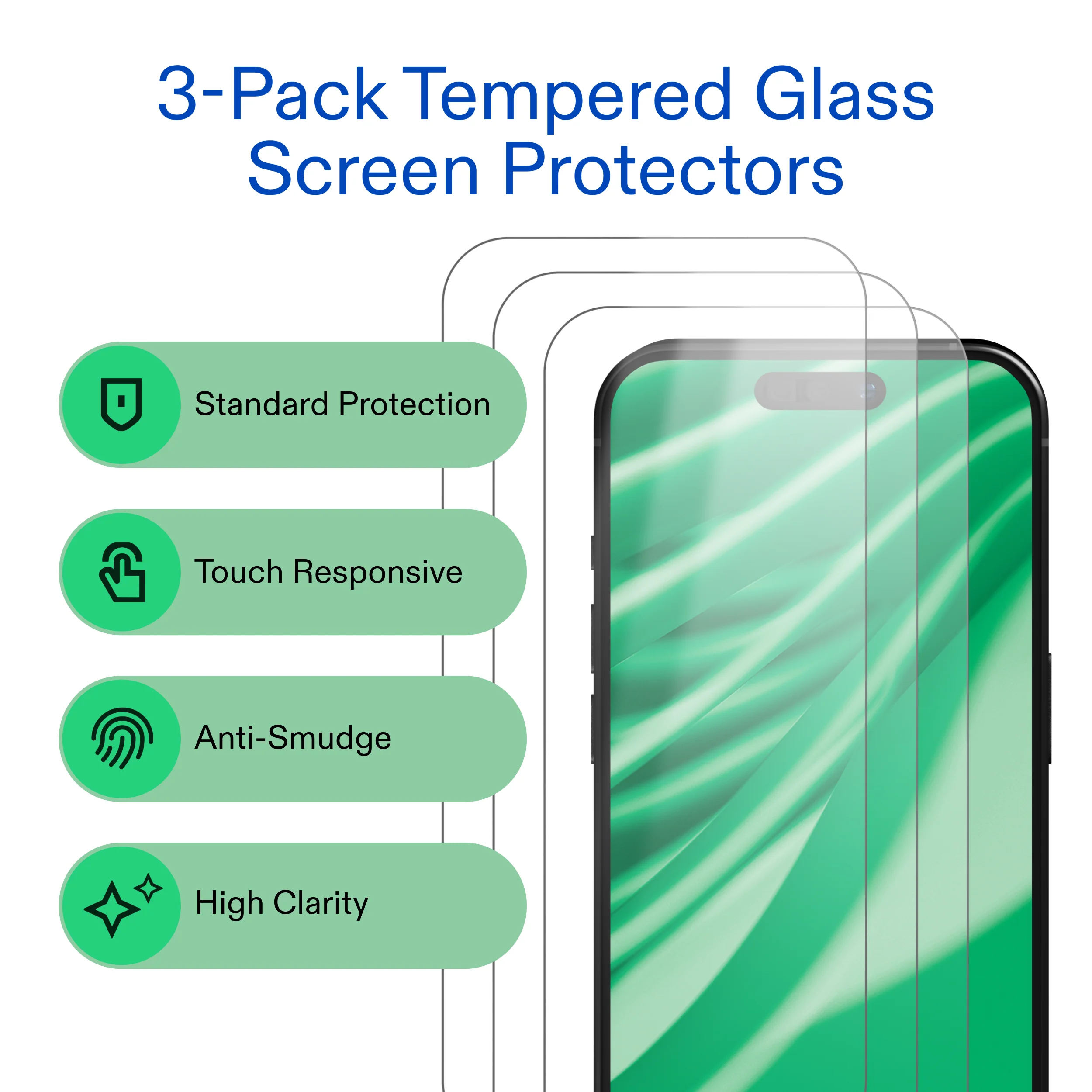 onn iPhone 17 Pro Max 3-Pack Glass Screen Protector with Camera Glass and Easy Installation Frame - Image 3