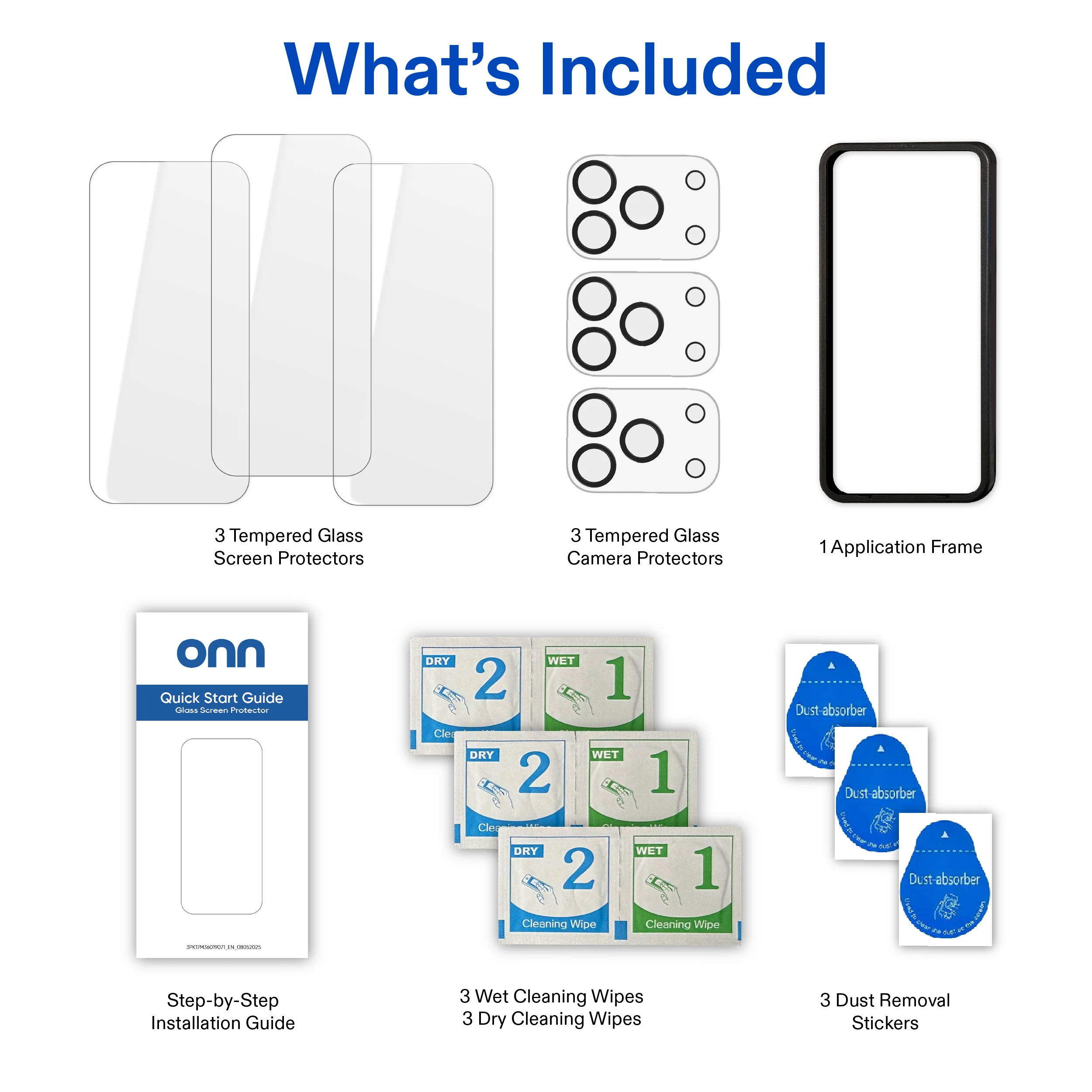 onn iPhone 17 Pro Max 3-Pack Glass Screen Protector with Camera Glass and Easy Installation Frame - Image 6