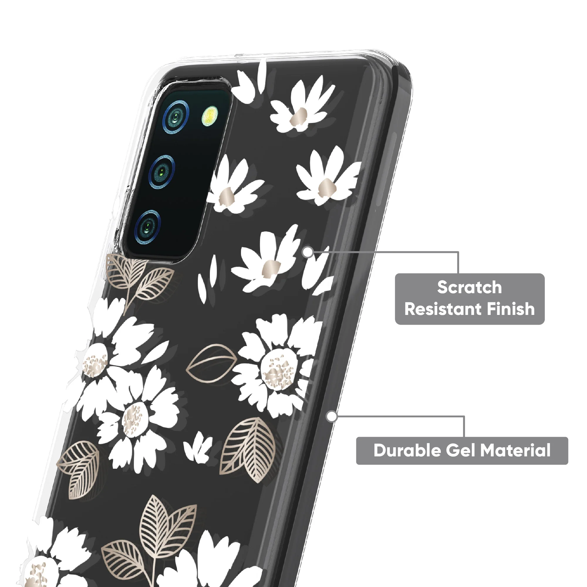 onn. Phone Case for Samsung Galaxy A03s - White Floral - Image 4