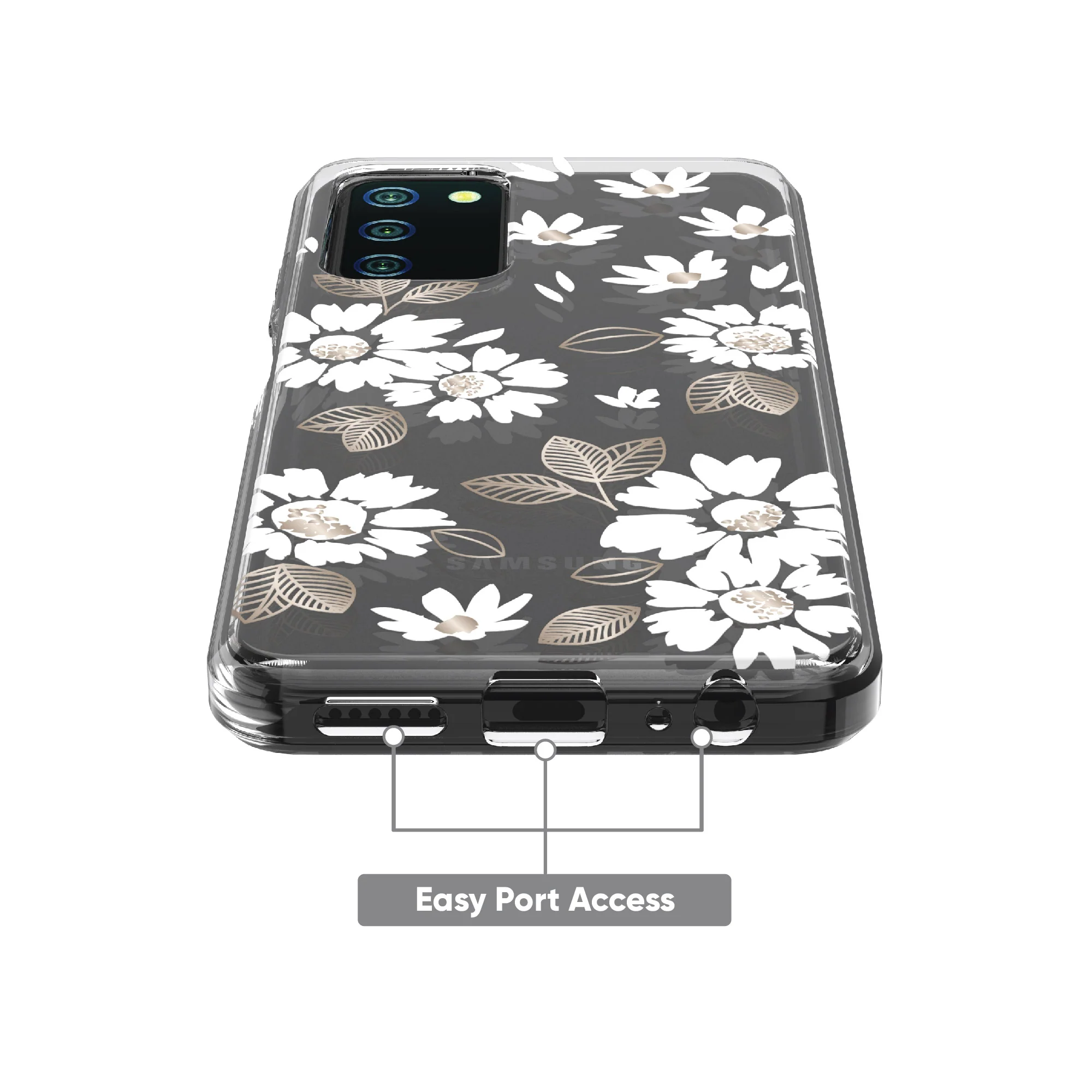 onn. Phone Case for Samsung Galaxy A03s - White Floral - Image 6