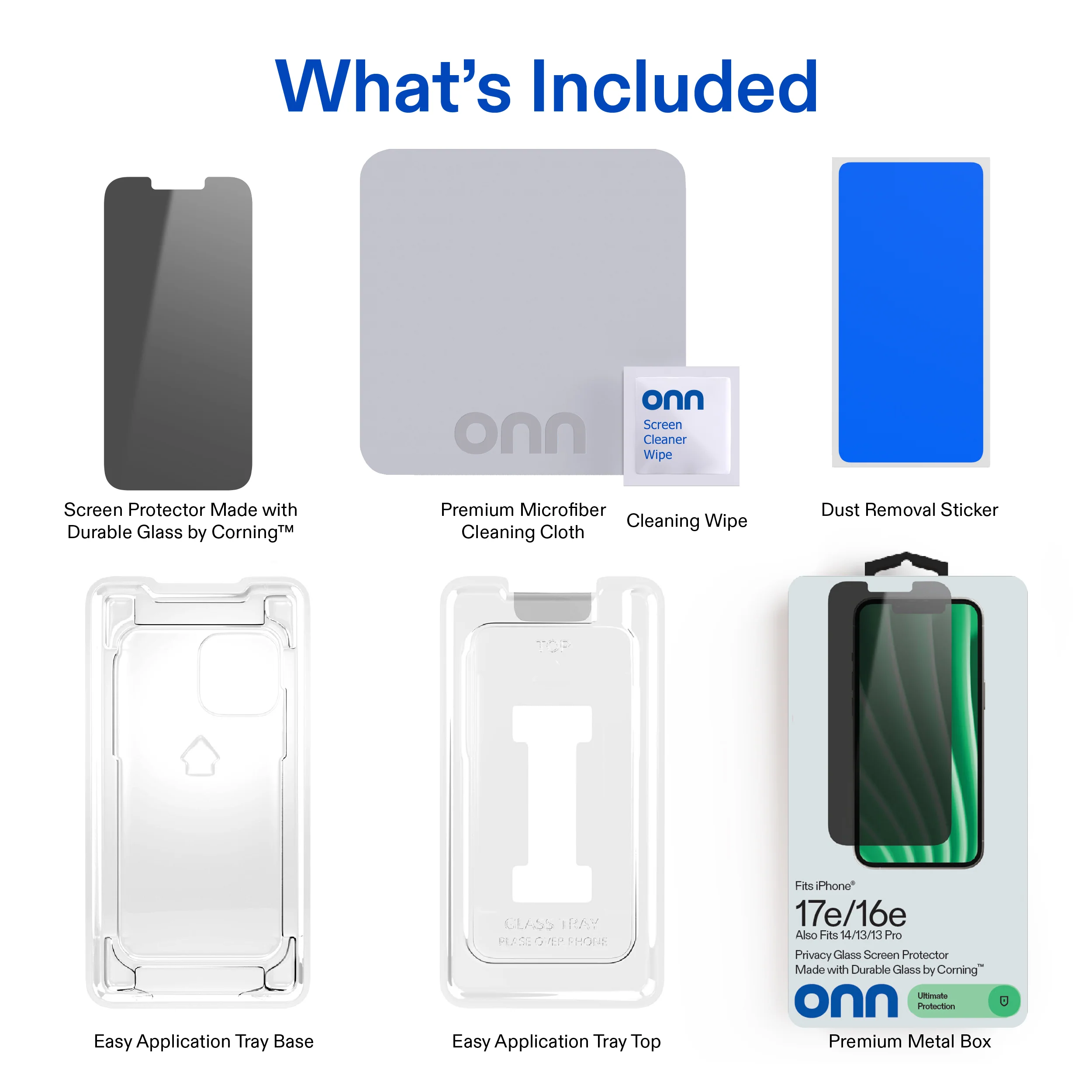 onn Privacy Screen Protector for iPhone® 17e / 16e / 14 / 13 / 13 Pro, Provides Ultimate Protection with Durable Glass by Corning™, Plus Advanced Easy Application Tray - Image 7