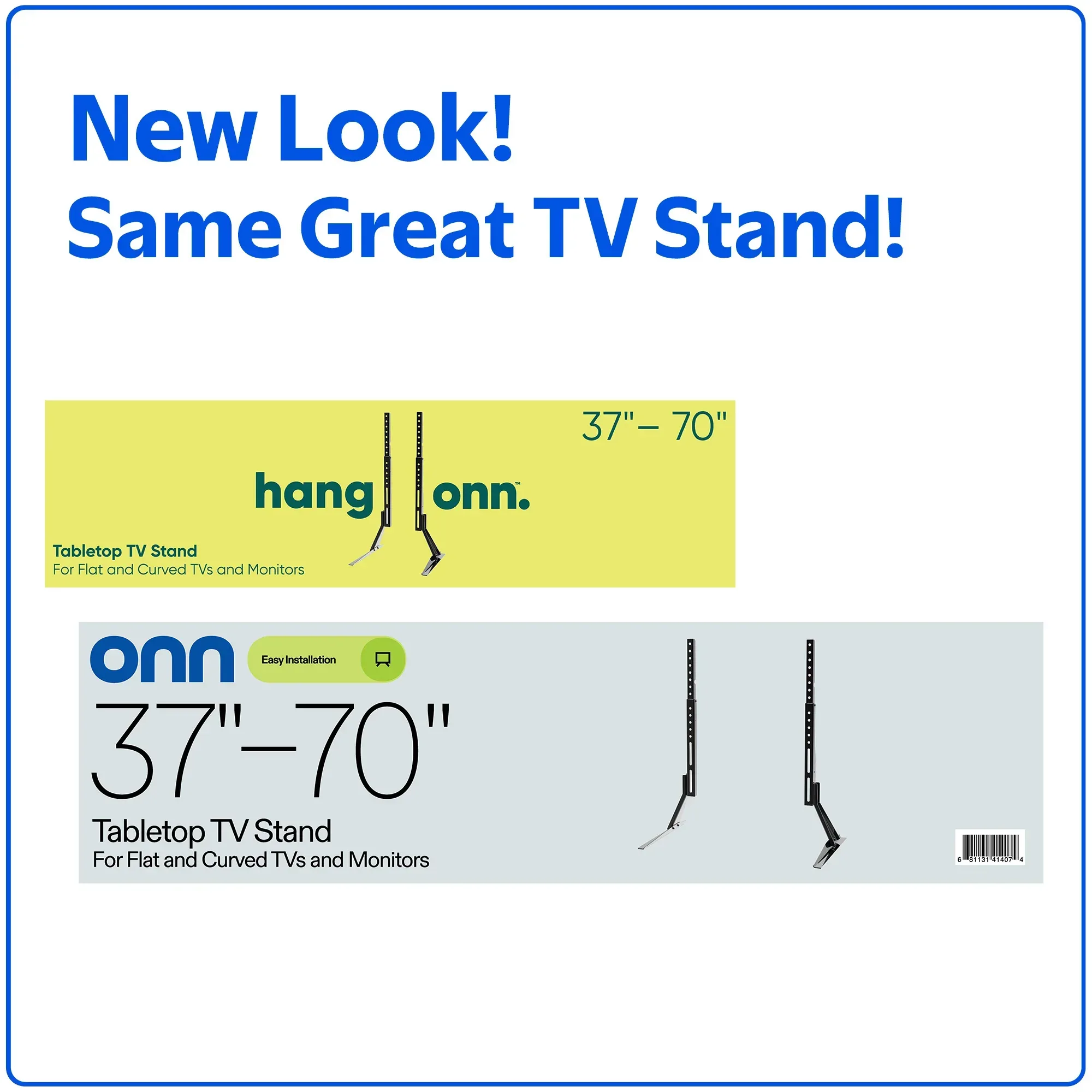 onn Tabletop TV Stand for 37" to 70" TVs, Holds up to 110 lbs, Black- Metal Legs for Tabletop - Image 3