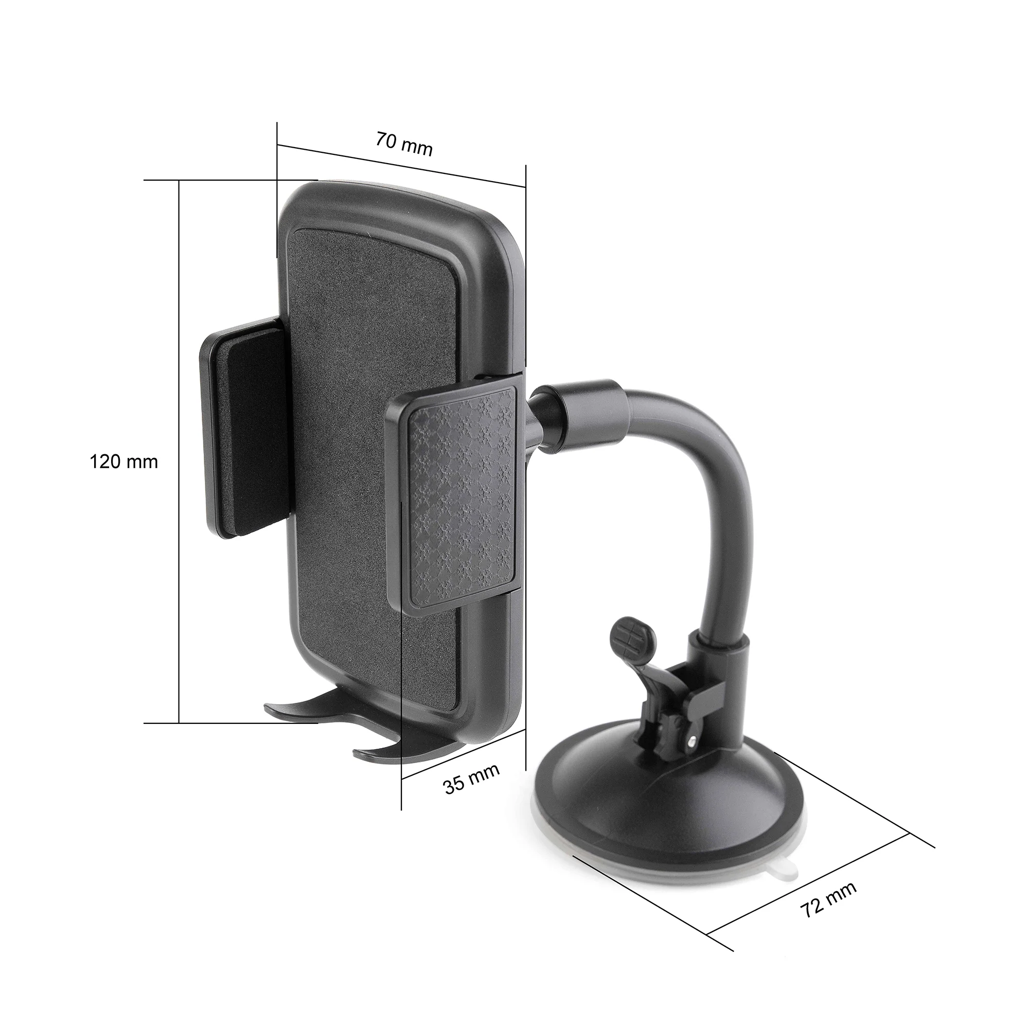 onn Universal Cell Phone Car Mount for Windshield and Dashboard, Suction Cup Mount, Adjustable 360° Rotation, Black - Image 3