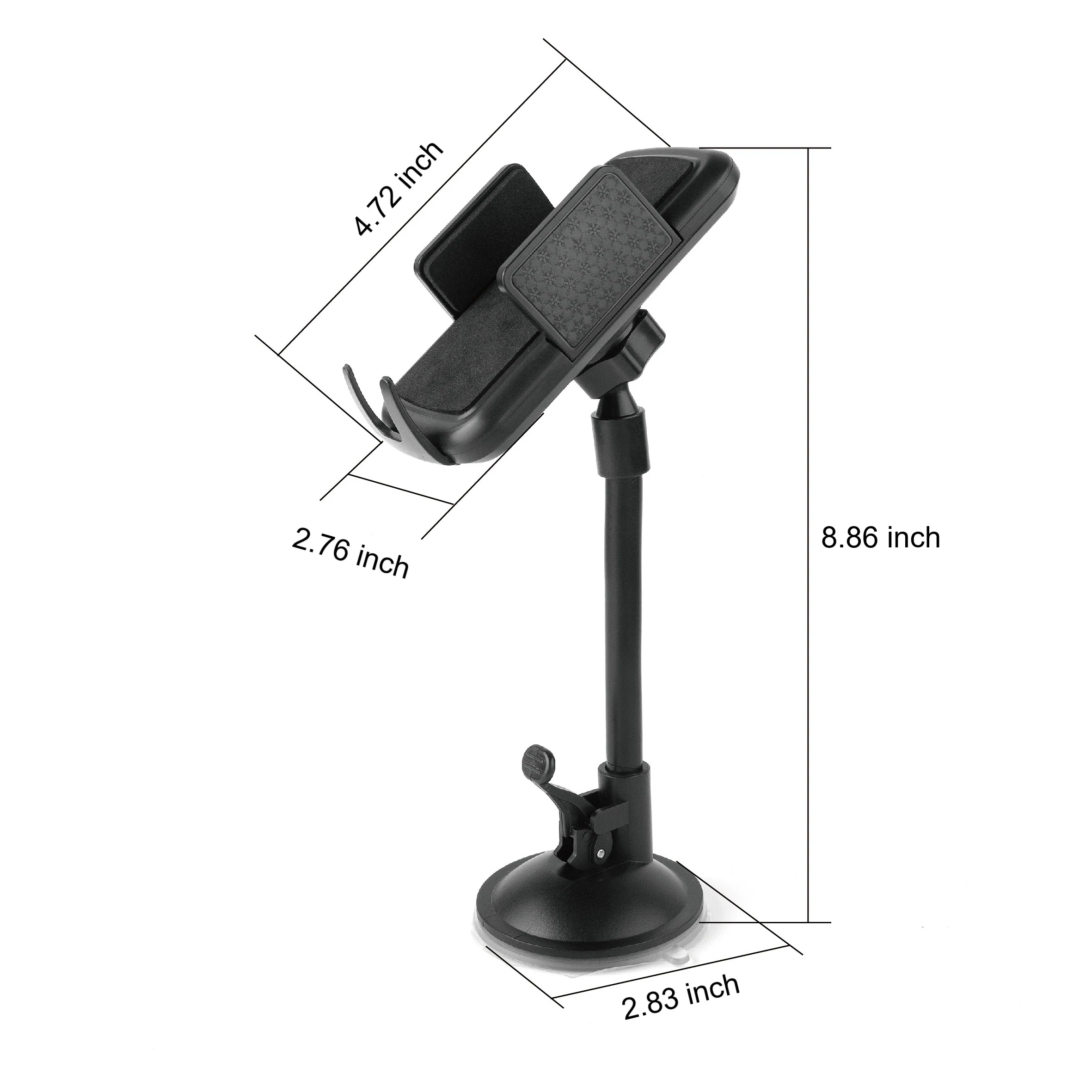 onn Universal Cell Phone Car Mount for Windshield and Dashboard, Suction Cup Mount, Adjustable 360° Rotation, Black - Image 8