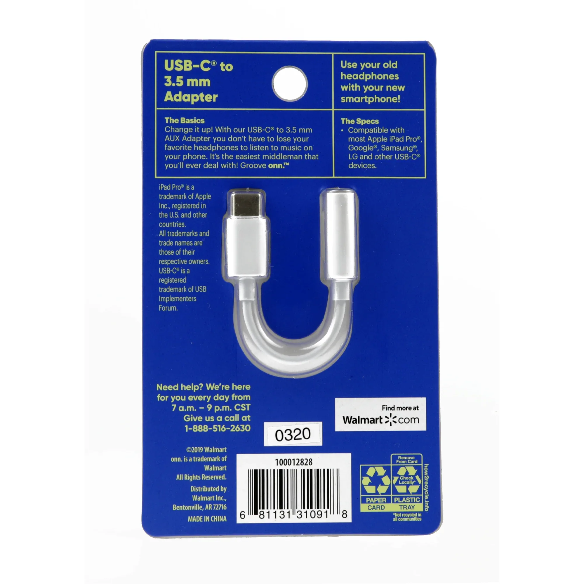 onn USB-C to 3.5 mm Adapter, White - Image 5