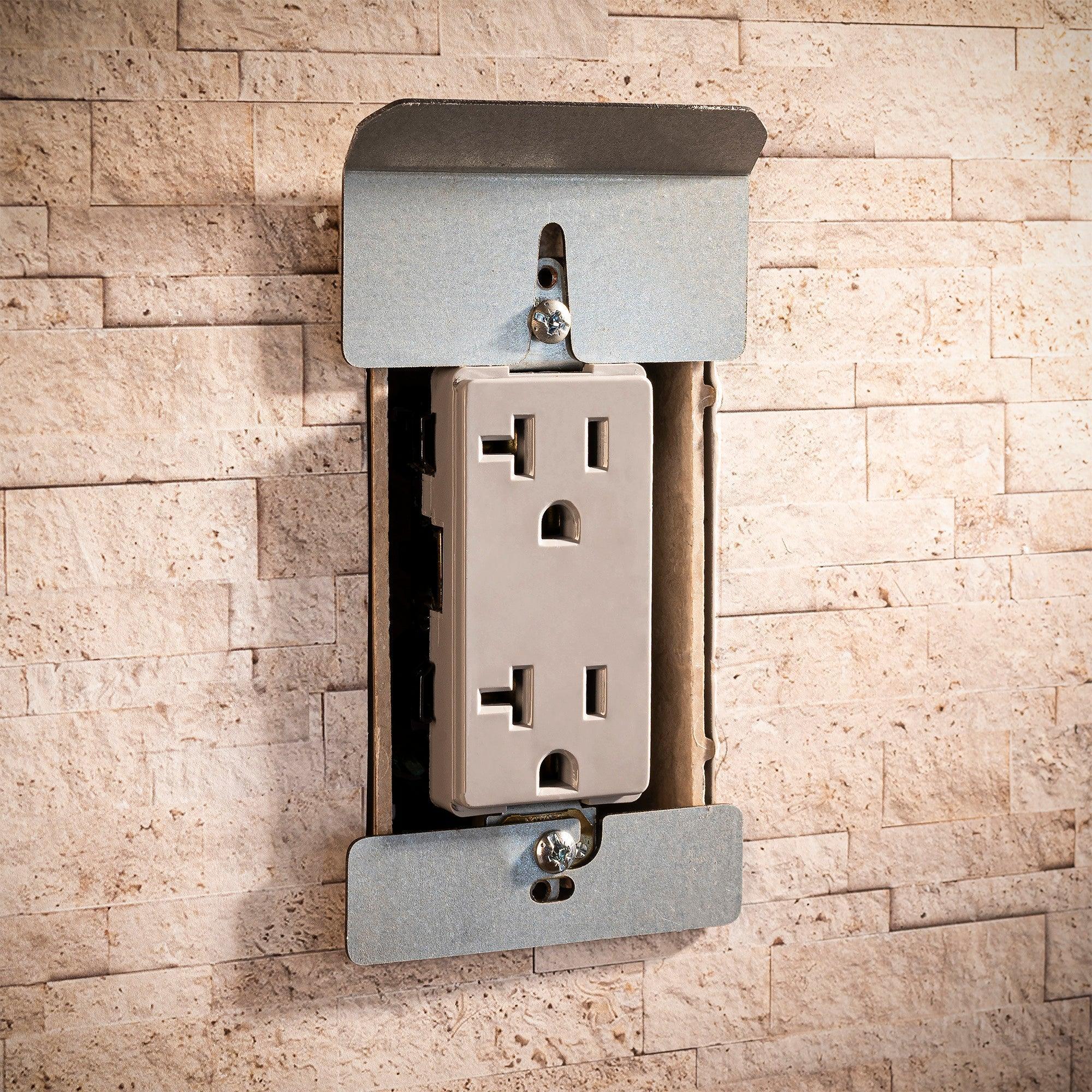 onn. White Outlet Shelf with Power Cord Storage Compartment - Image 10