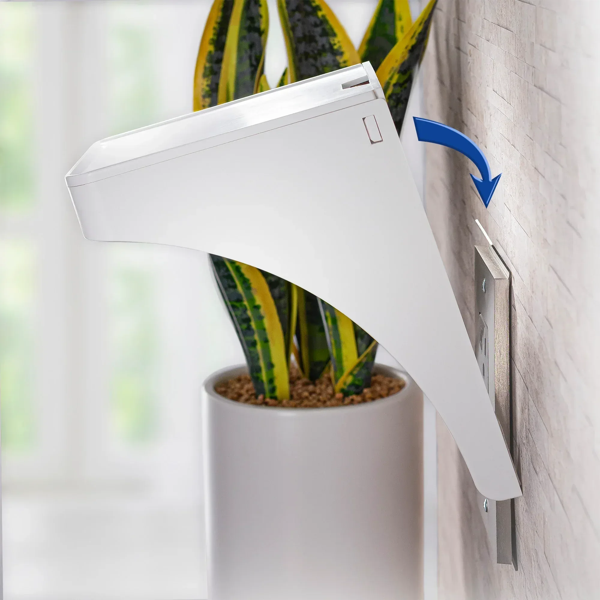 onn. White Outlet Shelf with Power Cord Storage Compartment - Image 11