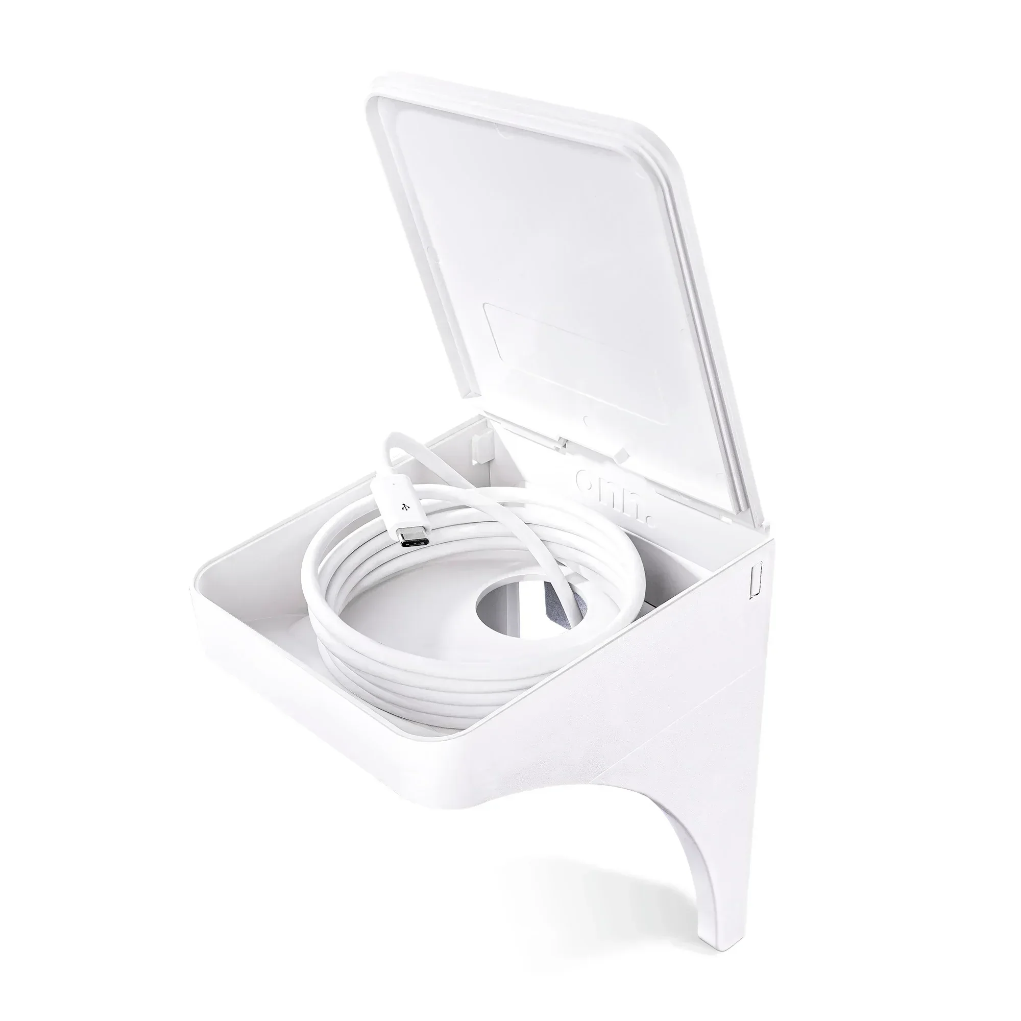 onn. White Outlet Shelf with Power Cord Storage Compartment - Image 12