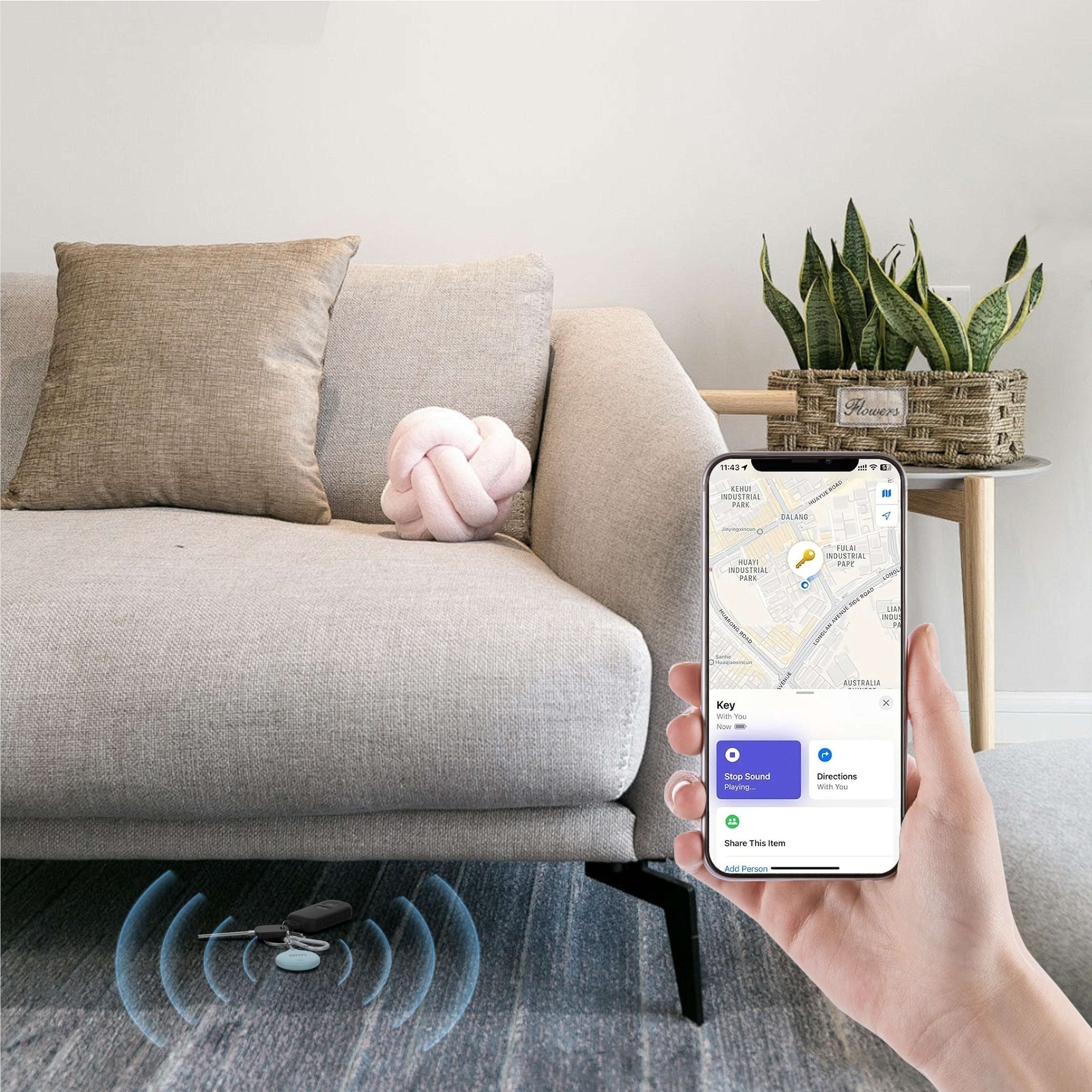 onn Wireless Item Locator 2-Pack, MFi Certified, Blue - Image 5
