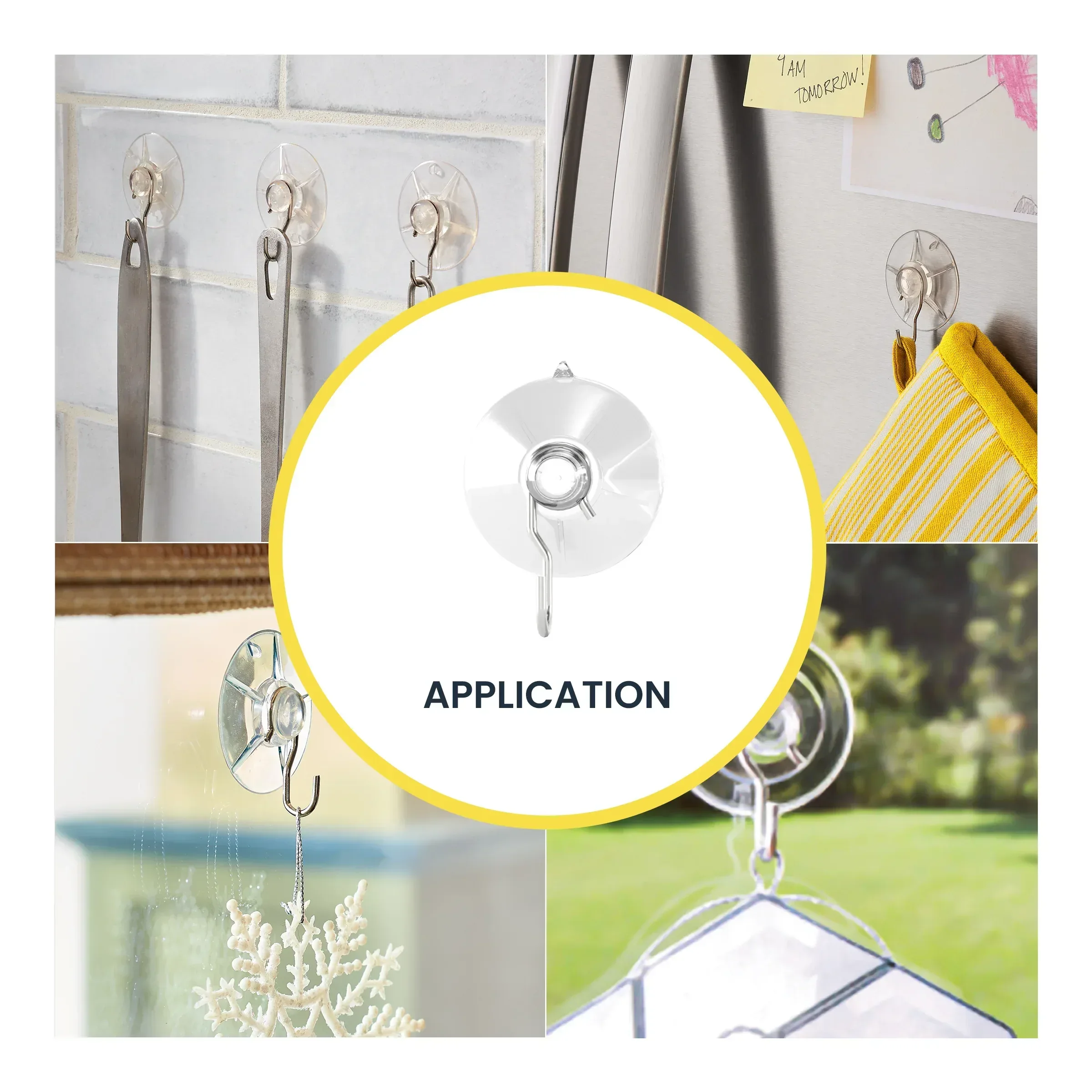 Ook Suction Cup Hooks, Suction Cup Hangers, Large, 5 lbs, PVC, Clear, 3 pack - Image 4