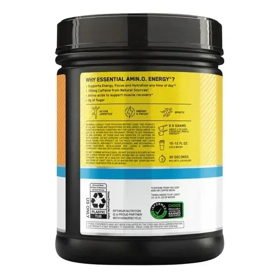 Optimum Nutrition Essential Amino Energy + Electrolytes, Sun Kissed Citrus, 1.5 lbs - Image 2