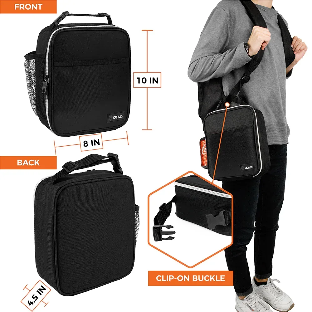OPUX Premium Insulated Lunch Box, Soft School Lunch Bag for Kids Boys Girls, Leakproof Small Lunch Pail Men Women Work, Reusable Compact Cooler Tote Lunchbox for Office Adult, Black - Image 3