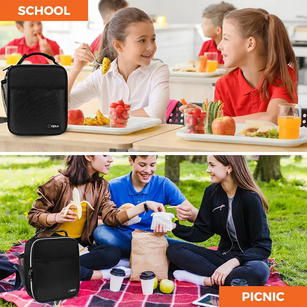 OPUX Premium Insulated Lunch Box, Soft School Lunch Bag for Kids Boys Girls, Leakproof Small Lunch Pail Men Women Work, Reusable Compact Cooler Tote Lunchbox for Office Adult, Black - Image 6