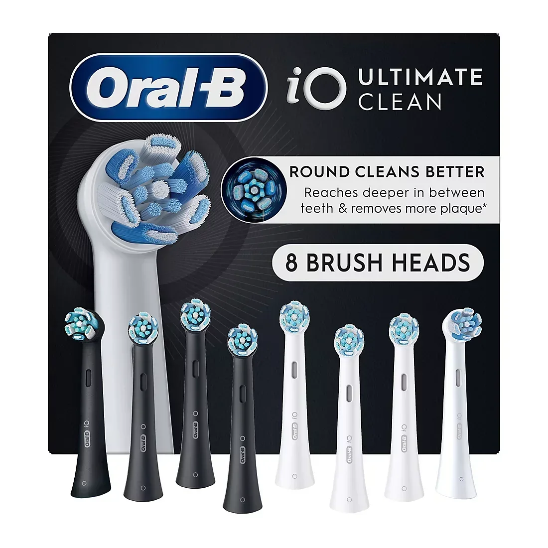 Oral-B iO Ultimate Clean Replacement Brush Heads, Black and White, 8 ct. - Image 2