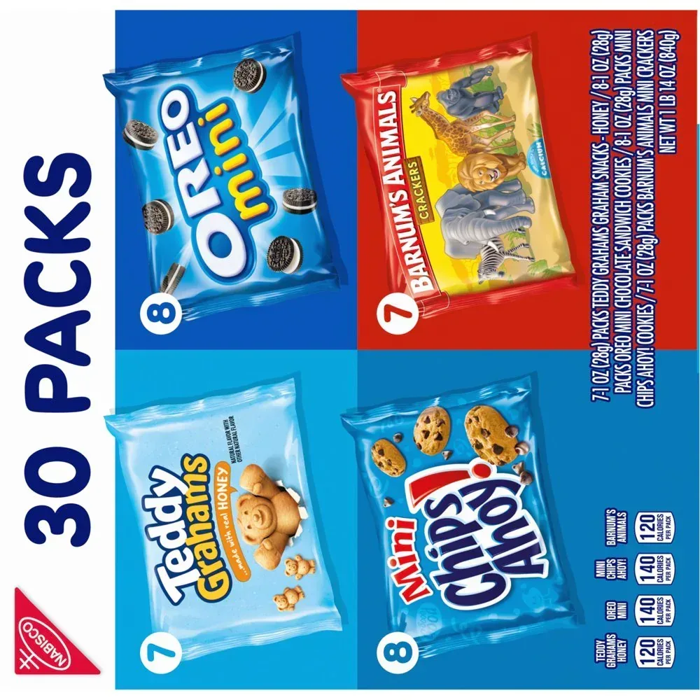 OREO, CHIPS AHOY!, Teddy Grahams Honey & Barnum'S Animal Crackers Variety Pack, 30 Snack Packs - Image 12