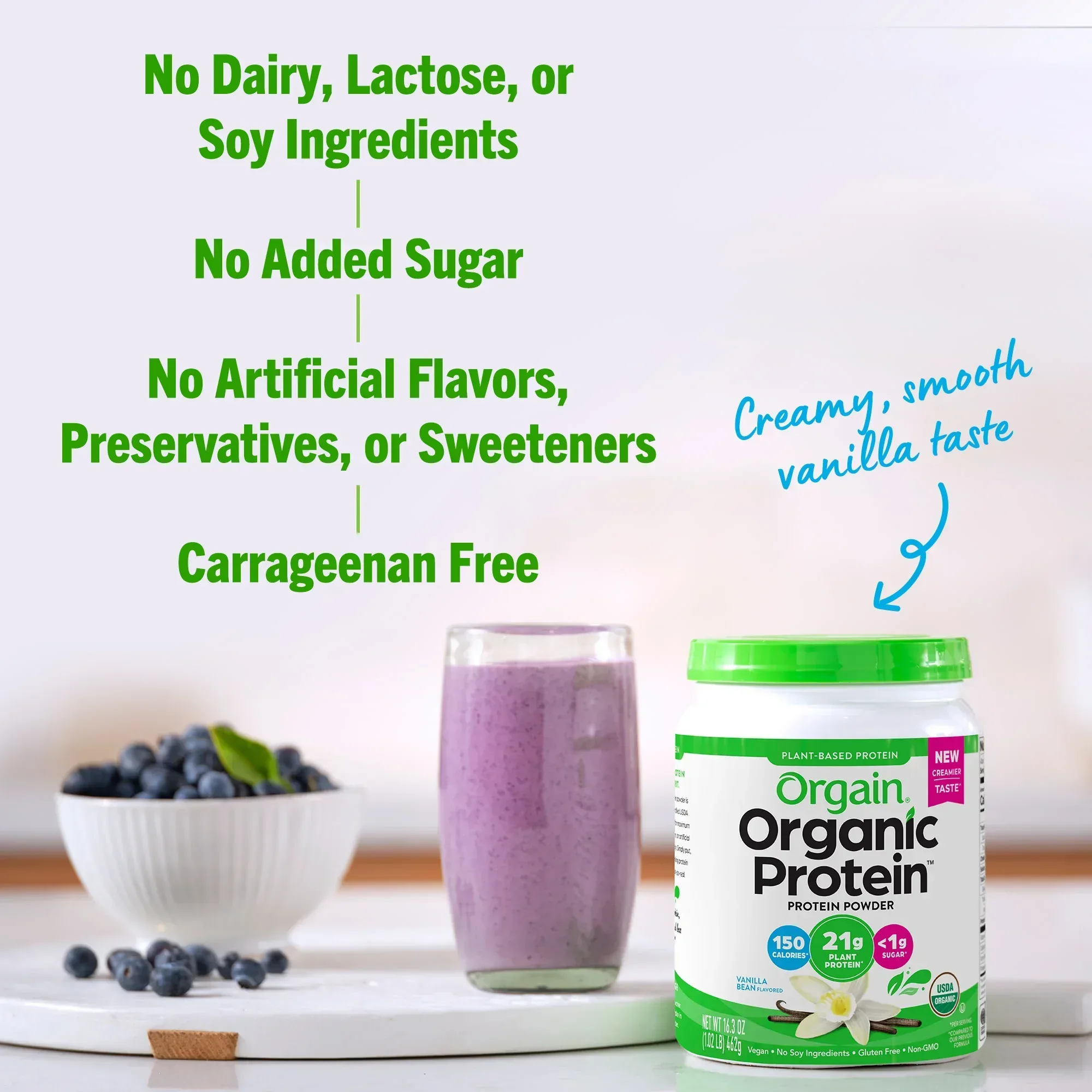 Orgain Organic Vegan 21g Protein Powder, Plant Based Shake Drink, Vanilla Bean 1.02lb - Image 5