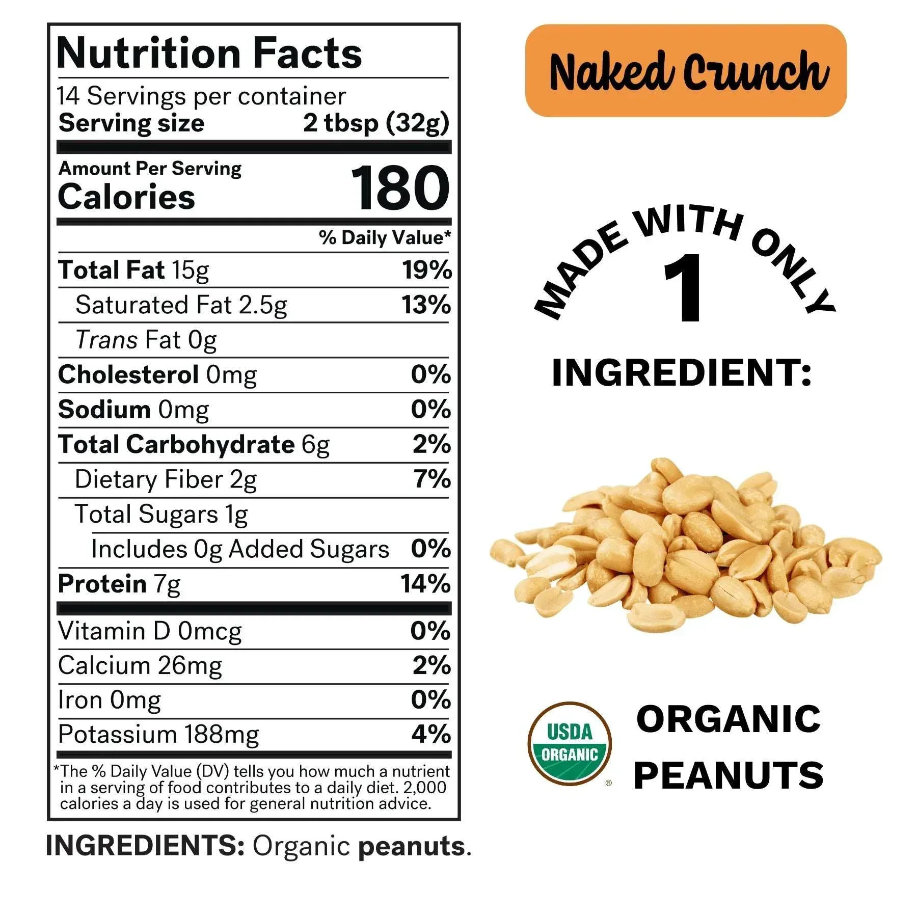 Organic Peanut Butter, Crunchy, Vegan, Palm-Oil Free, No Salt, 7G Protein, 16 oz - Image 18