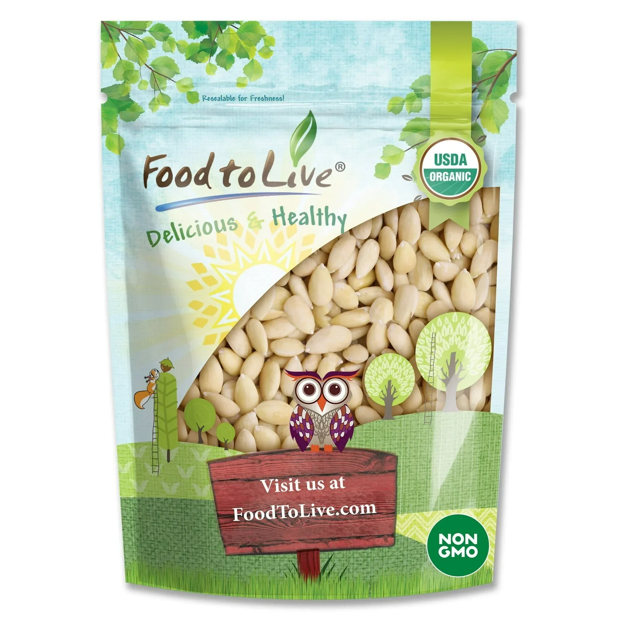 Organic Whole Blanched Almonds — Non-GMO, Kosher, Vegan — by Food to Live - Image 13