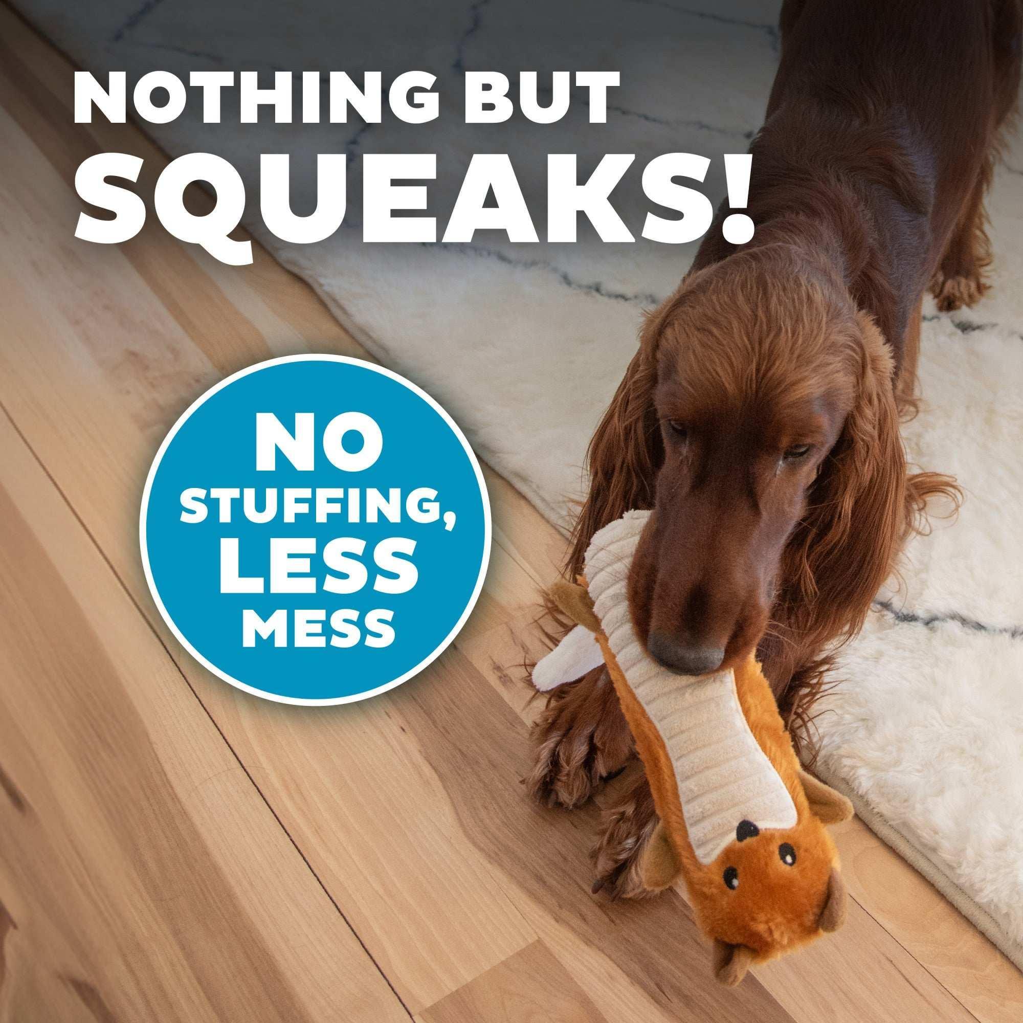 Outward Hound Stuffing-Free Big Squeak Fox Plush Dog Toy, Orange, Medium - Image 4