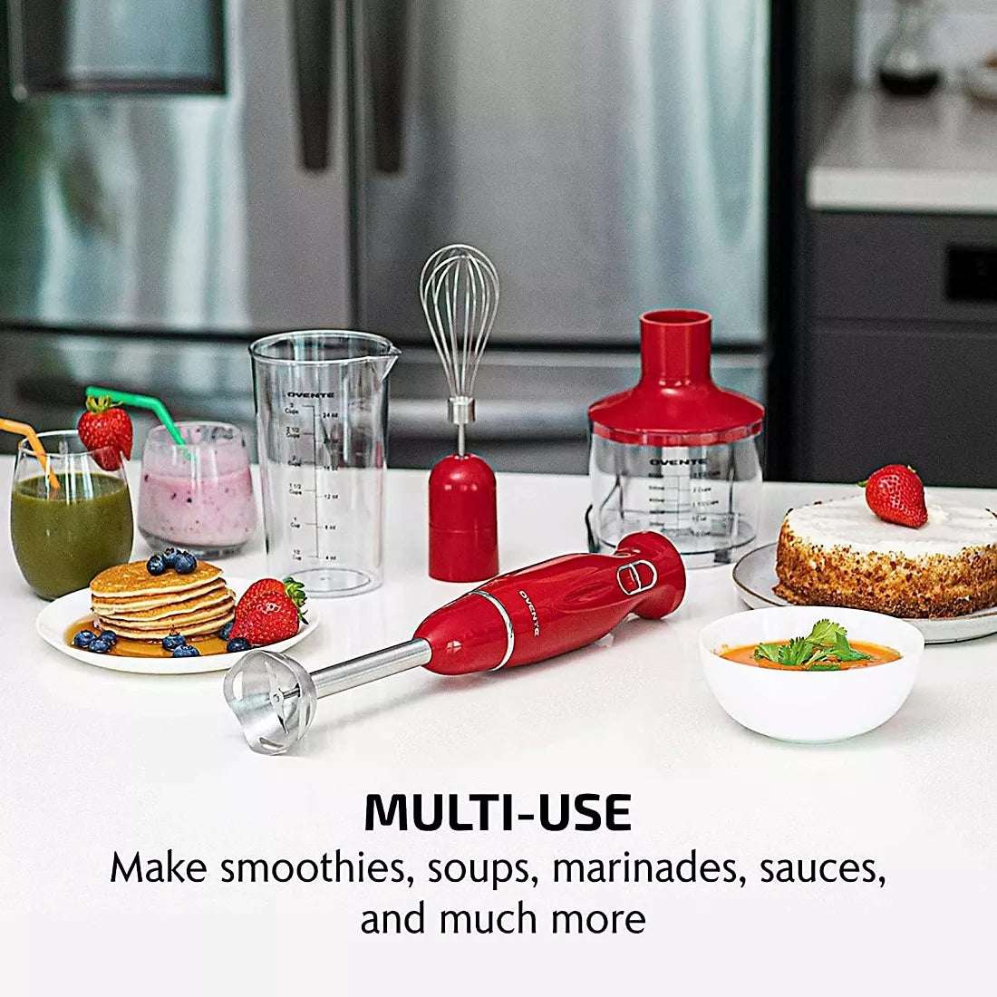 Ovente All-in-1 Immersion Hand Blender Set - Food Processor & Whisk Set - Image 3