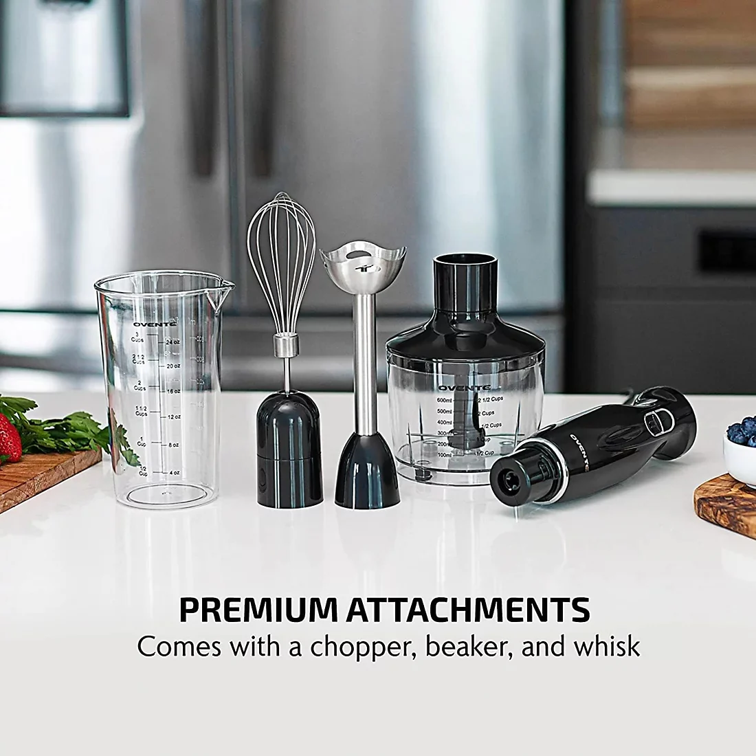 Ovente All-in-1 Immersion Hand Blender Set - Food Processor & Whisk Set - Image 5