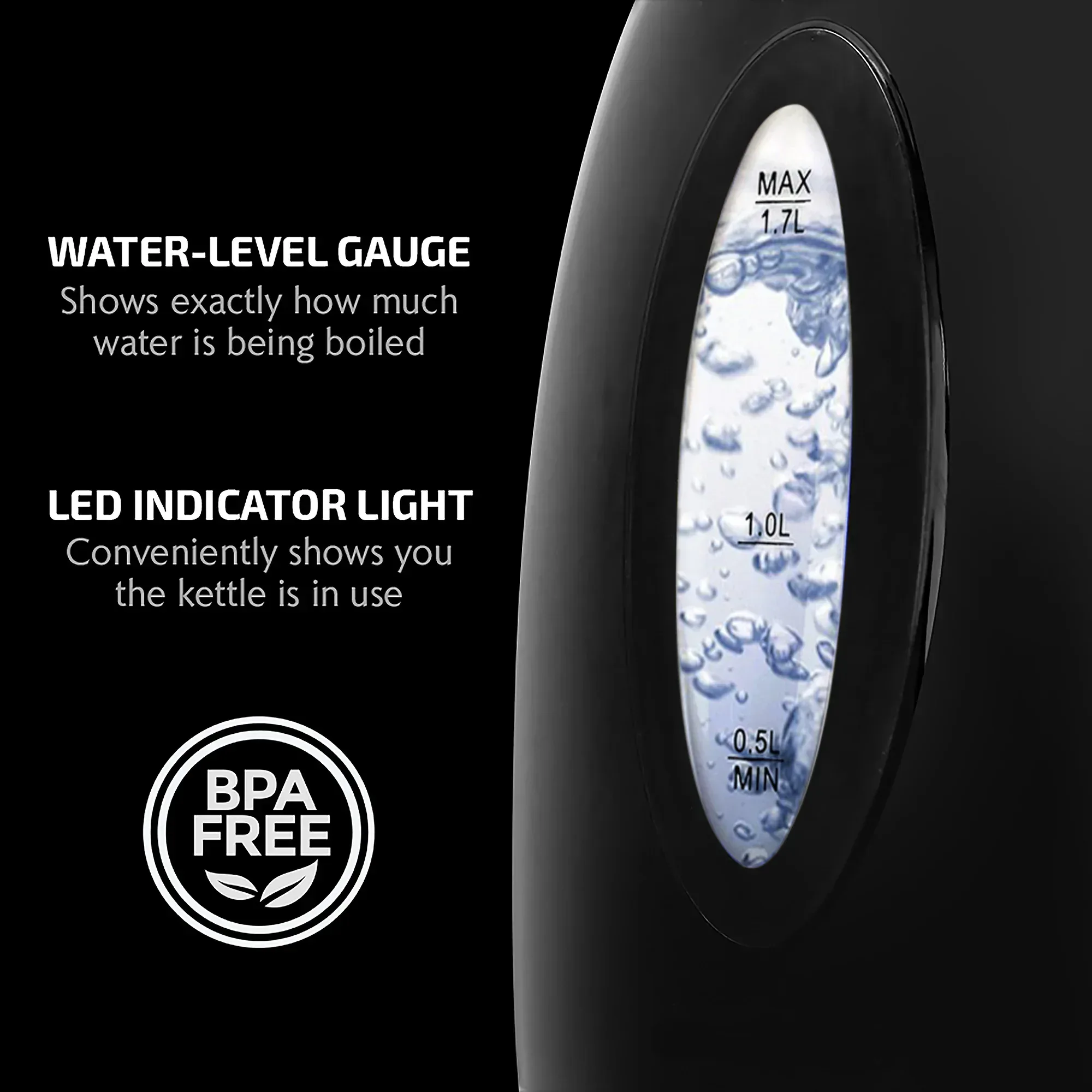 OVENTE Electric Kettle 1.7 Liter – BPA-Free Cordless Hot Water Kettle – Black (KP72B) - Image 17