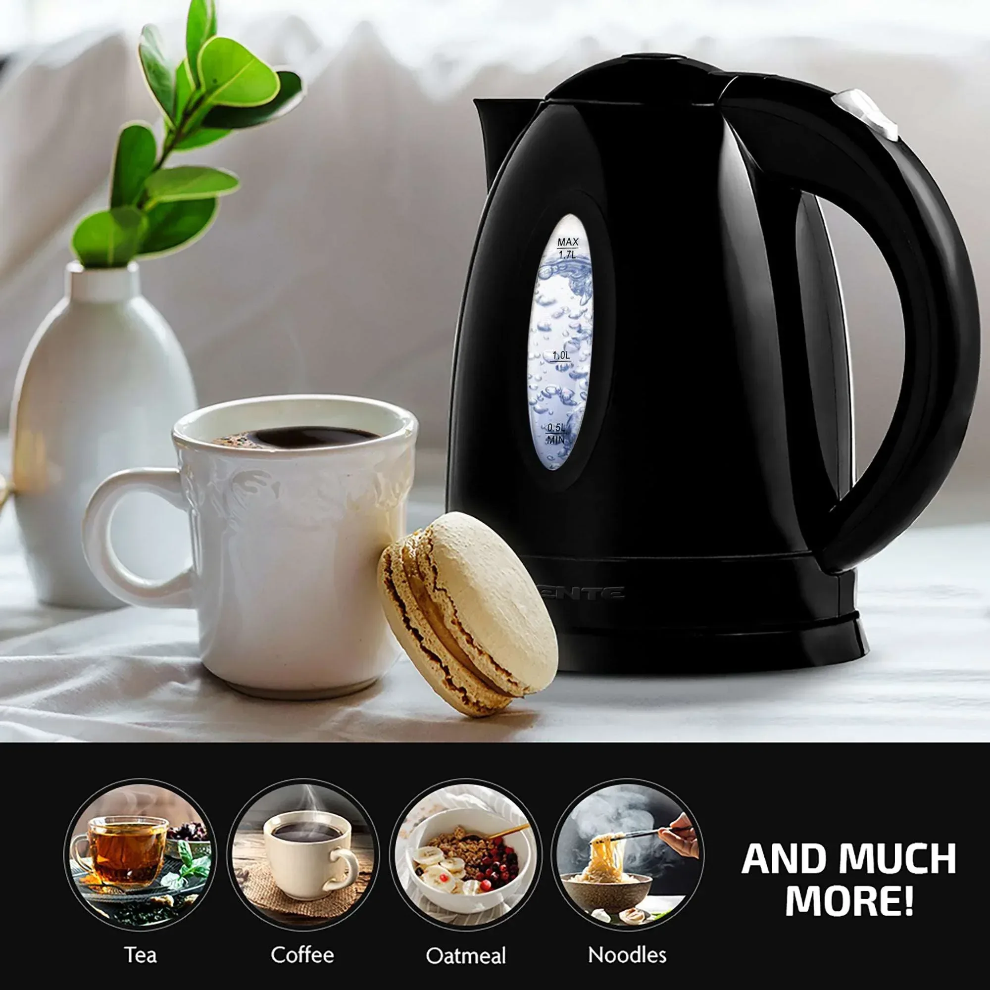 OVENTE Electric Kettle 1.7 Liter – BPA-Free Cordless Hot Water Kettle – Black (KP72B) - Image 20