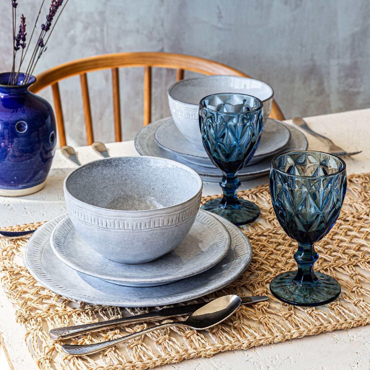 Over&back 12-Piece Ridge Rim Stoneware Dinnerware Set - Image 3