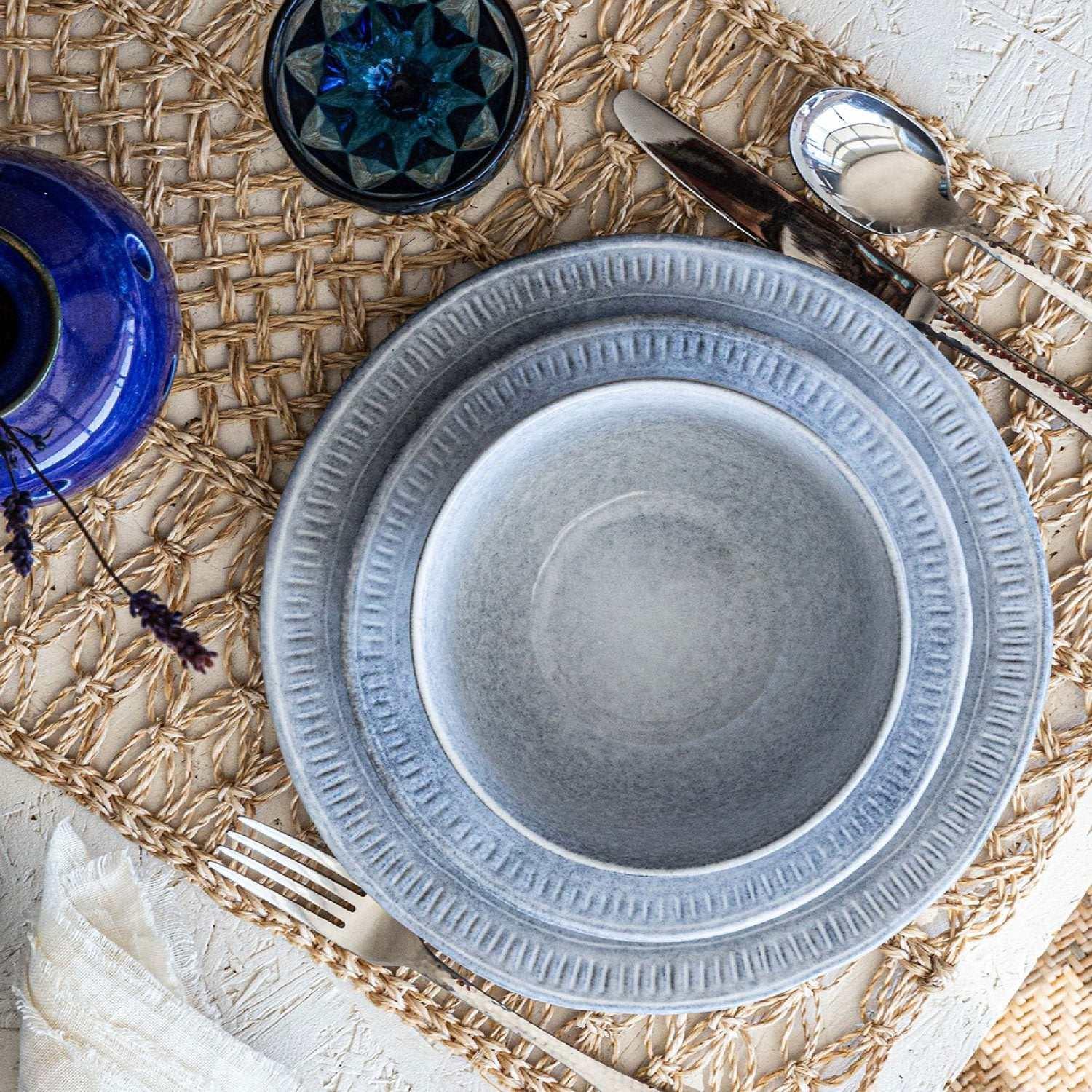 Over&back 12-Piece Ridge Rim Stoneware Dinnerware Set - Image 4