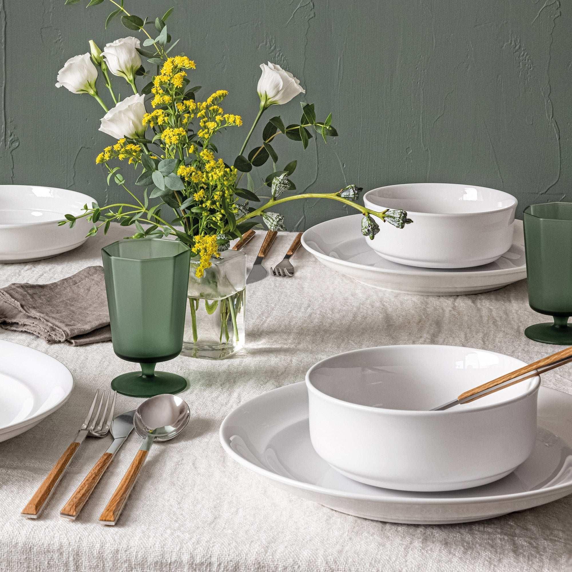 over&back Rimmed 12-piece Glossy Porcelain Dinnerware Set - Image 2