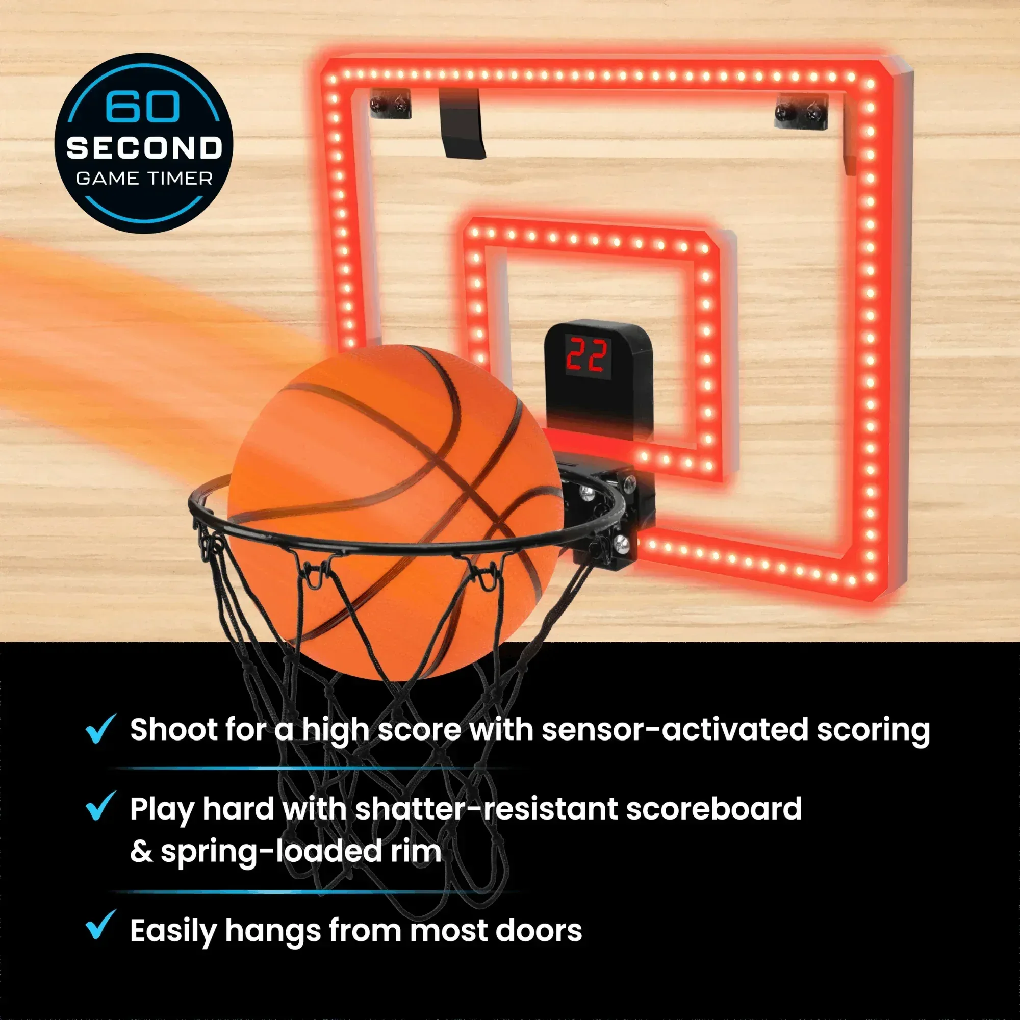 Over-the-Door Basketball Hoop, Indoor Sports Game, Battery-powered, for All Ages - Image 3