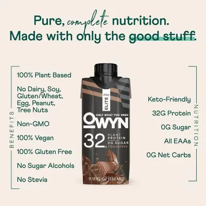 OWYN Pro Elite 32G Keto Plant Protein Shake, Chocolate (11.15 Fl. Oz, 15 Pk.) - Image 5