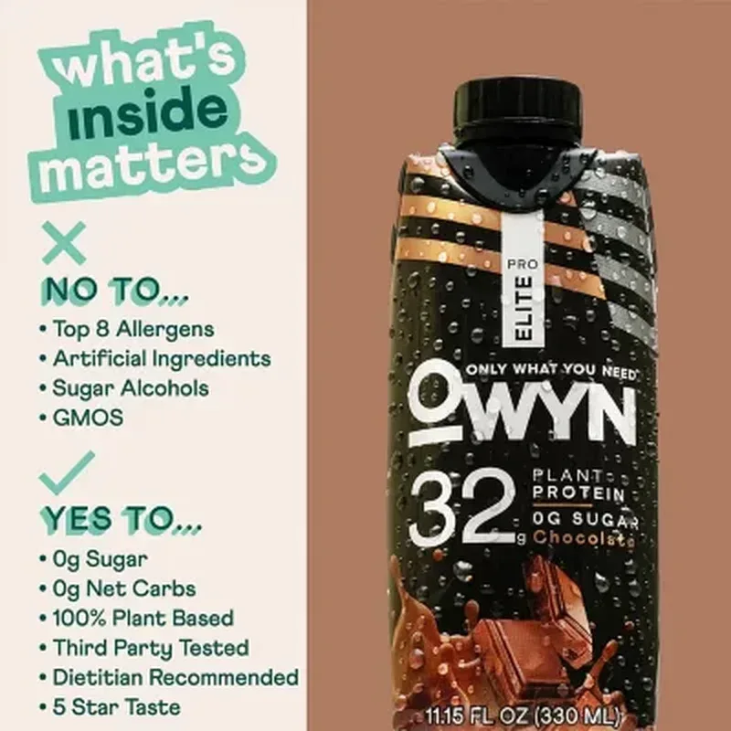 OWYN Pro Elite 32G Keto Plant Protein Shake, Chocolate (11.15 Fl. Oz, 15 Pk.) - Image 6